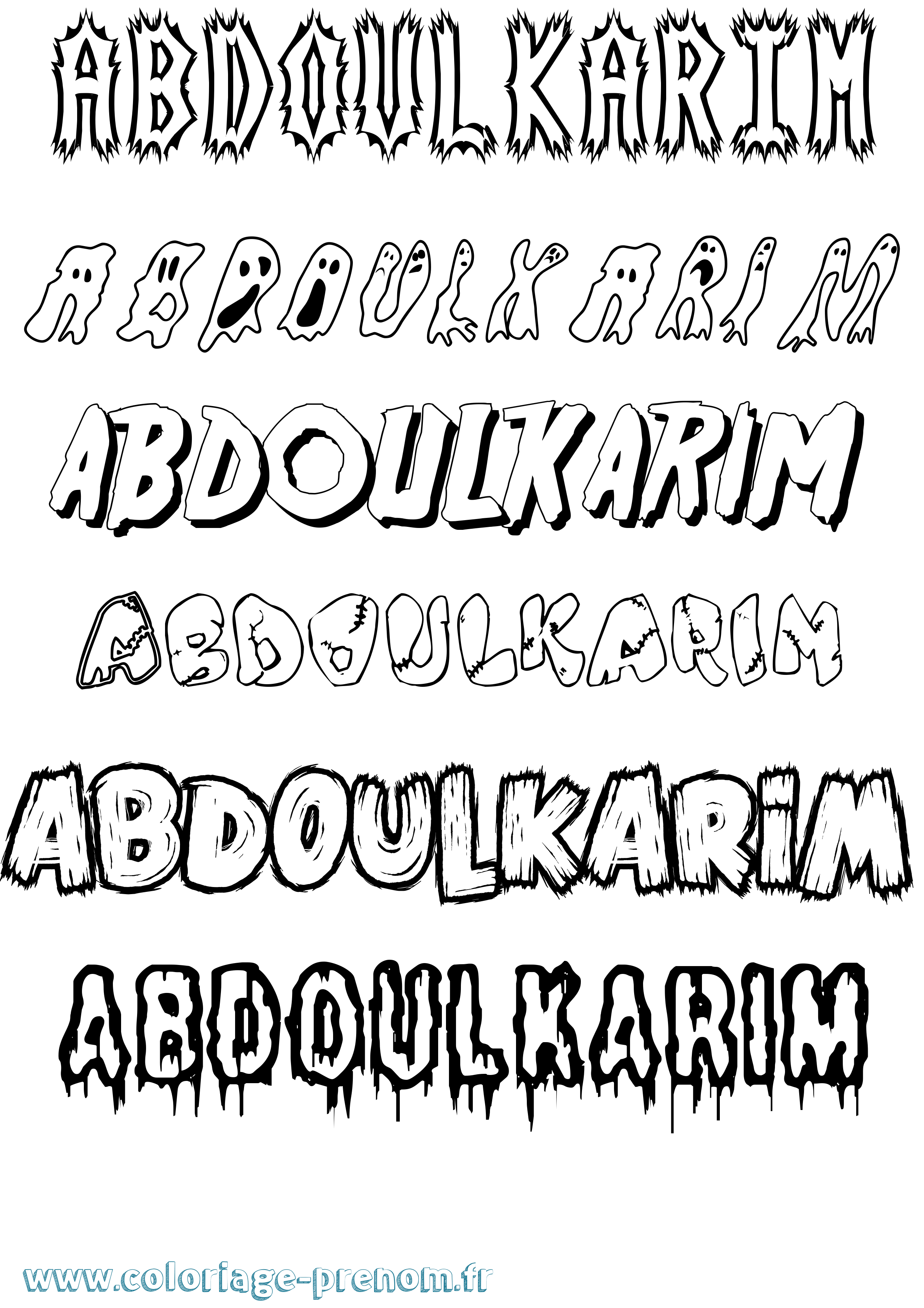 Coloriage Abdoulkarim Frisson Coloriage prénom Abdoulkarim Frisson