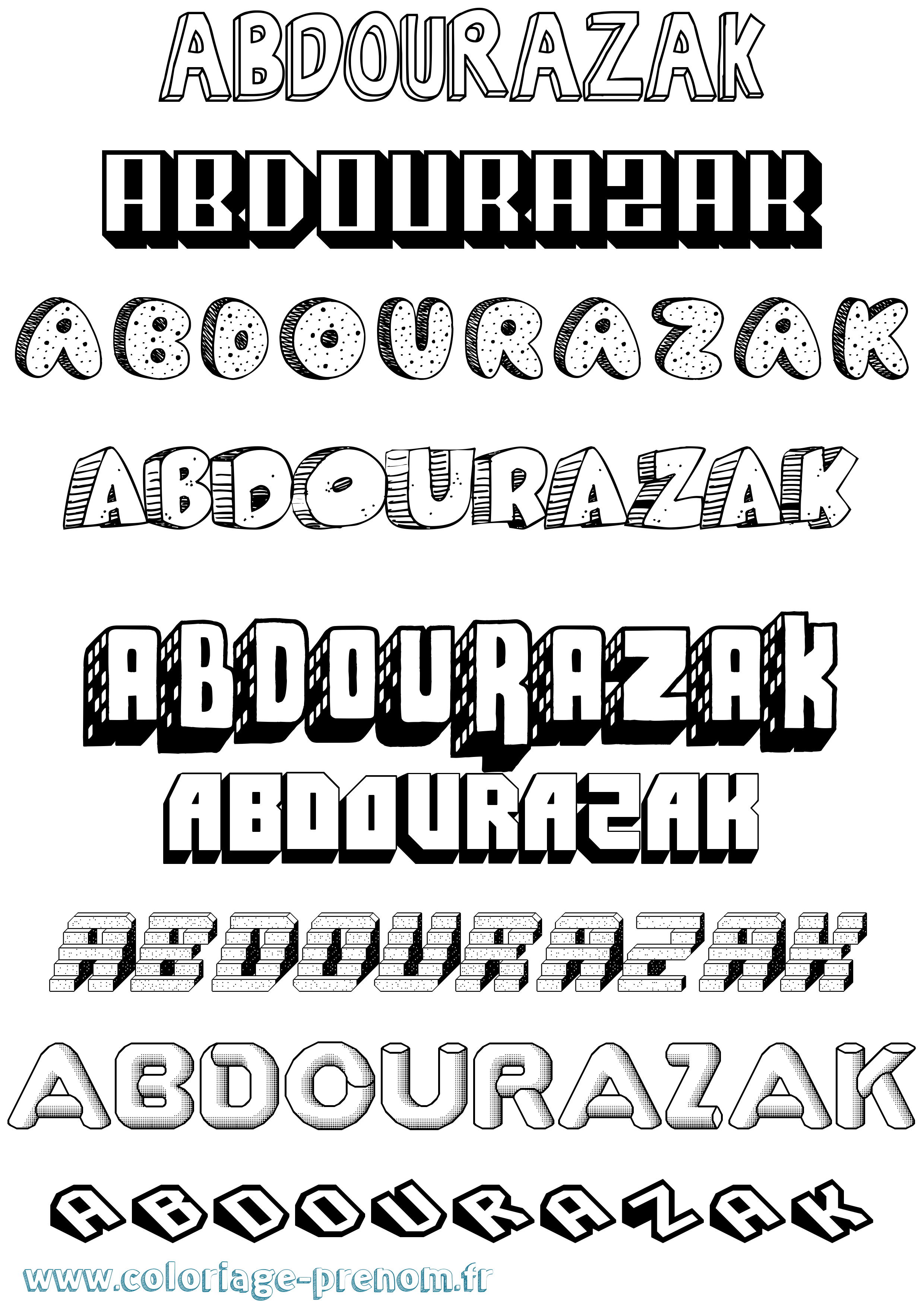 Coloriage Abdourazak Effet 3D Coloriage prénom Abdourazak Effet 3D