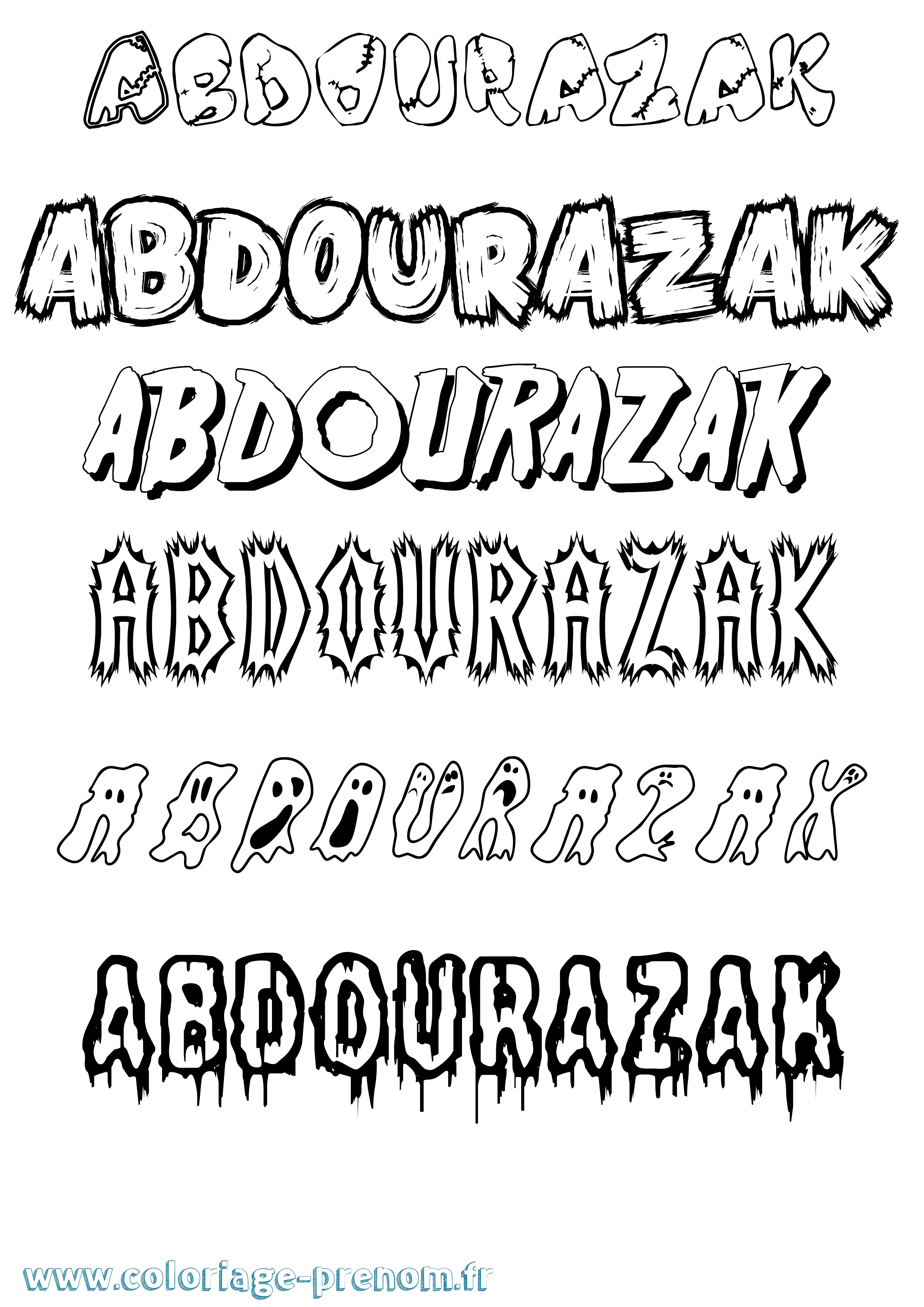 Coloriage Abdourazak Frisson Coloriage prénom Abdourazak Frisson
