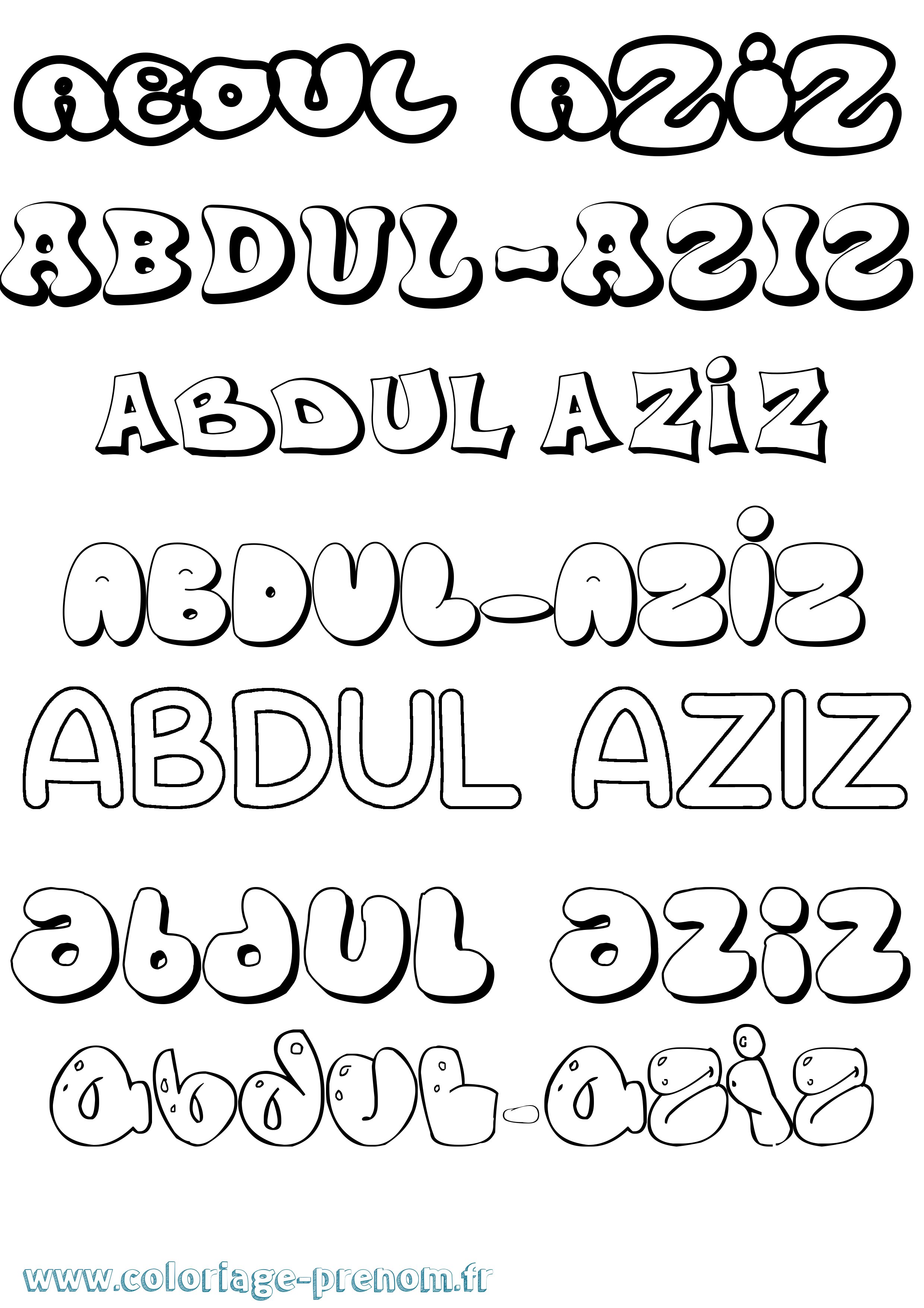 Coloriage Abdul-Aziz Bubble Coloriage prénom Abdul-Aziz Bubble