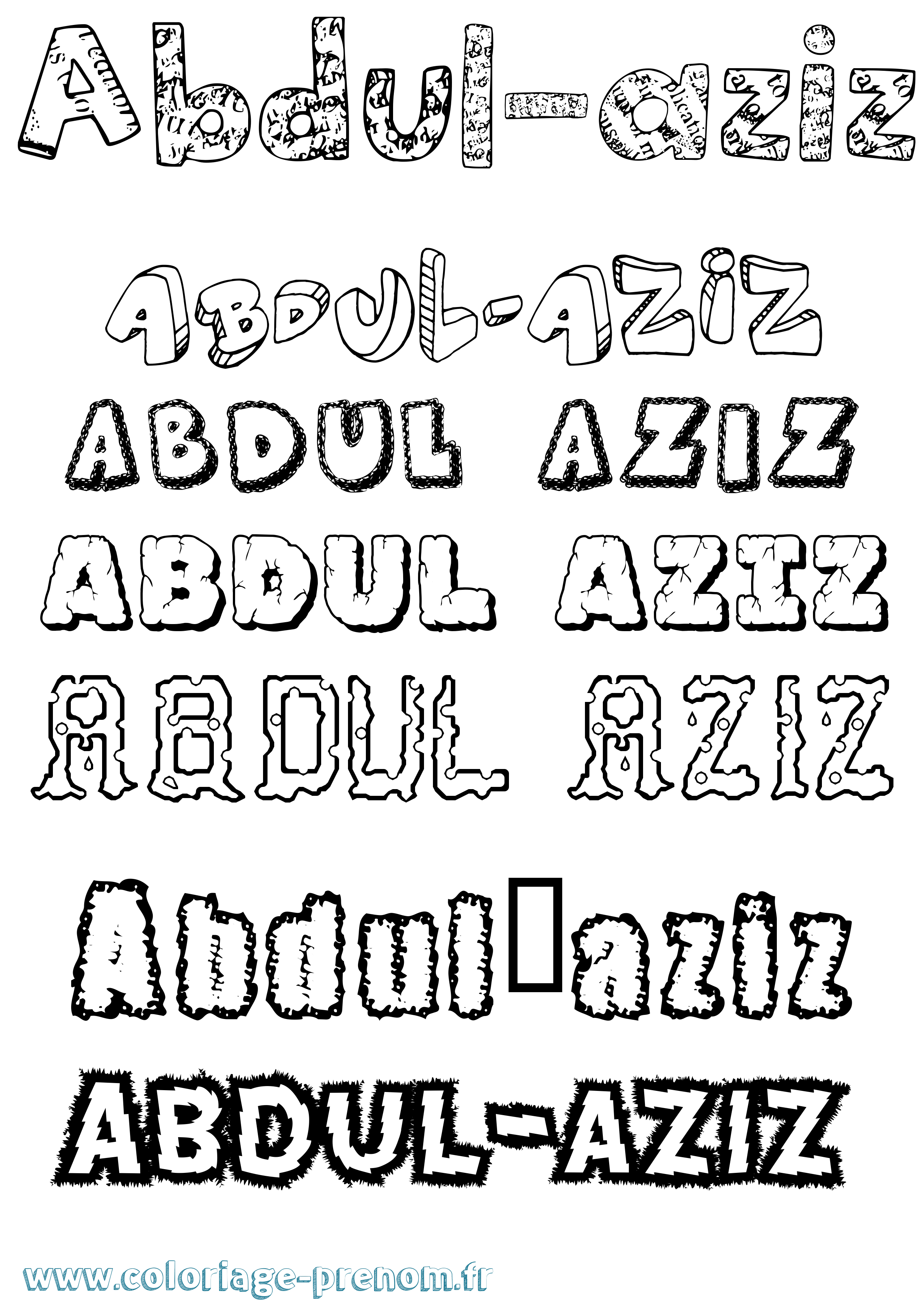 Coloriage Abdul-Aziz Destructuré Coloriage prénom Abdul-Aziz Destructuré