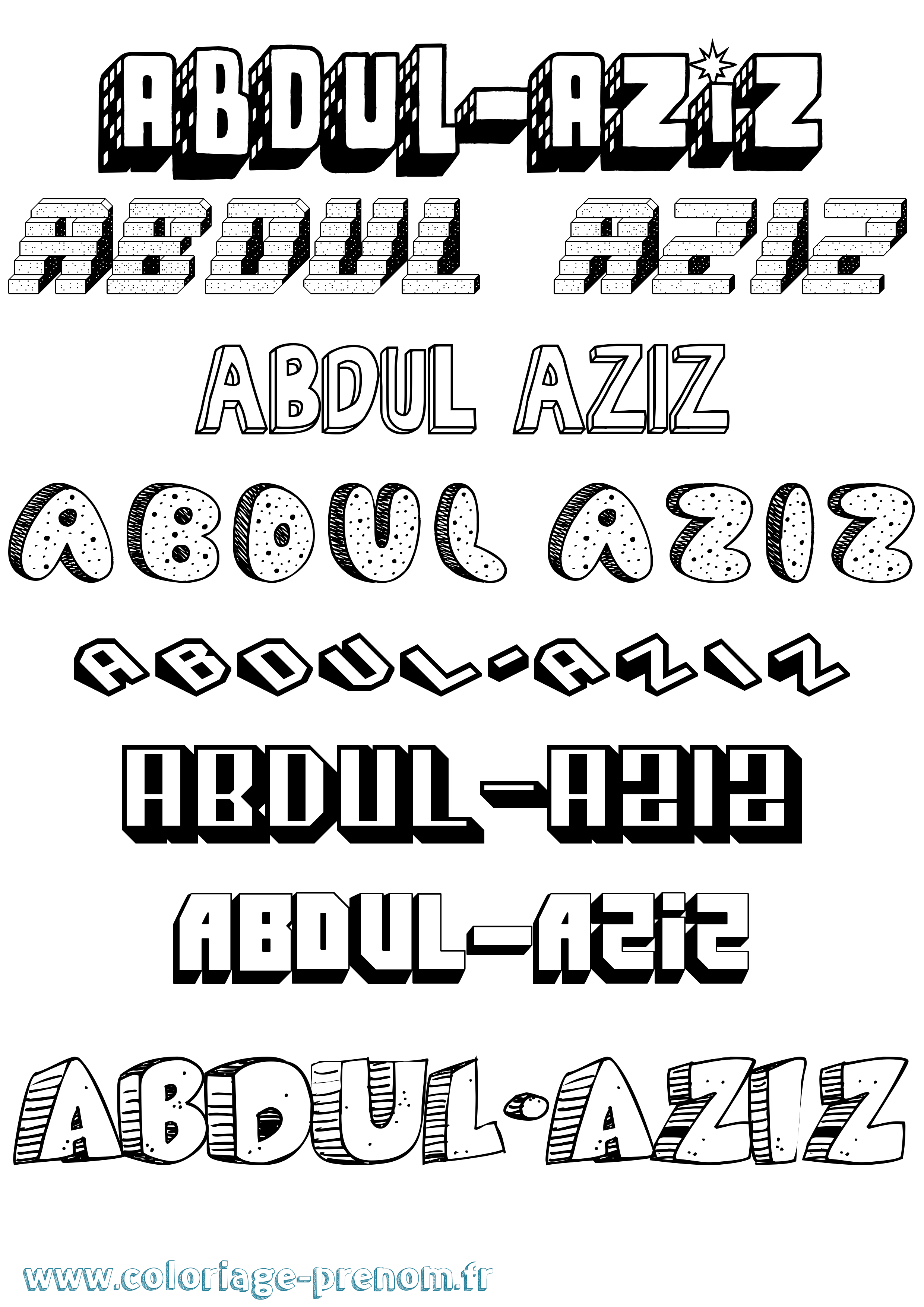 Coloriage Abdul-Aziz Effet 3D Coloriage prénom Abdul-Aziz Effet 3D
