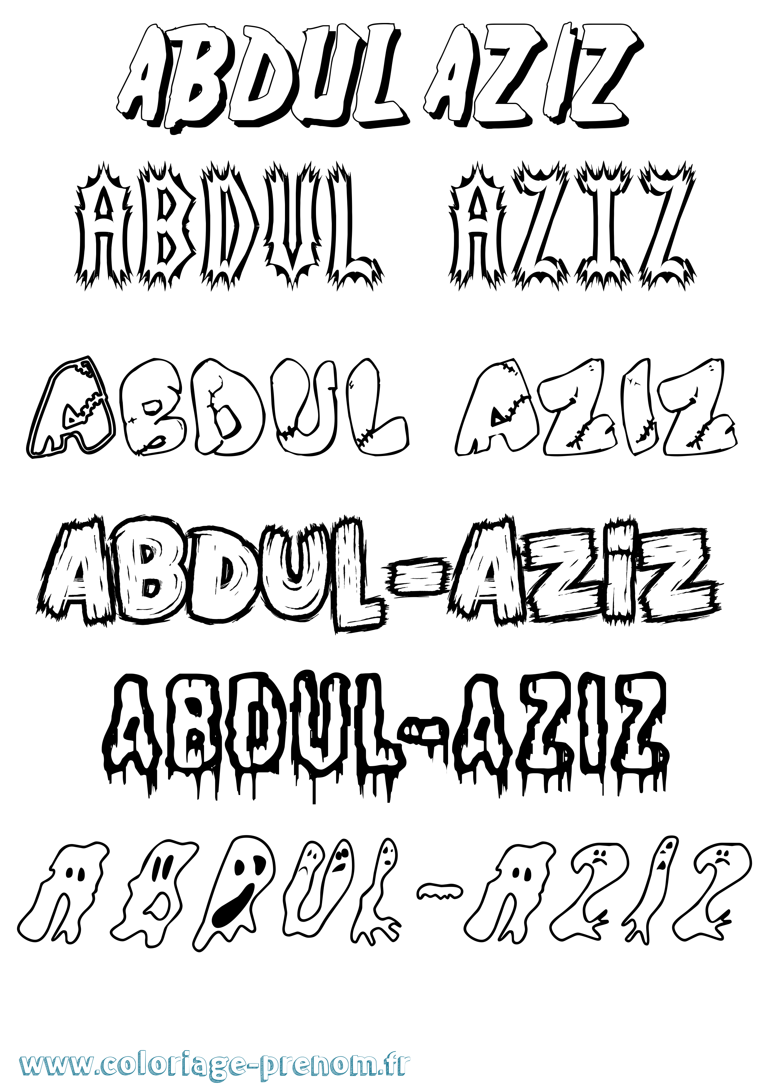 Coloriage Abdul-Aziz Frisson Coloriage prénom Abdul-Aziz Frisson