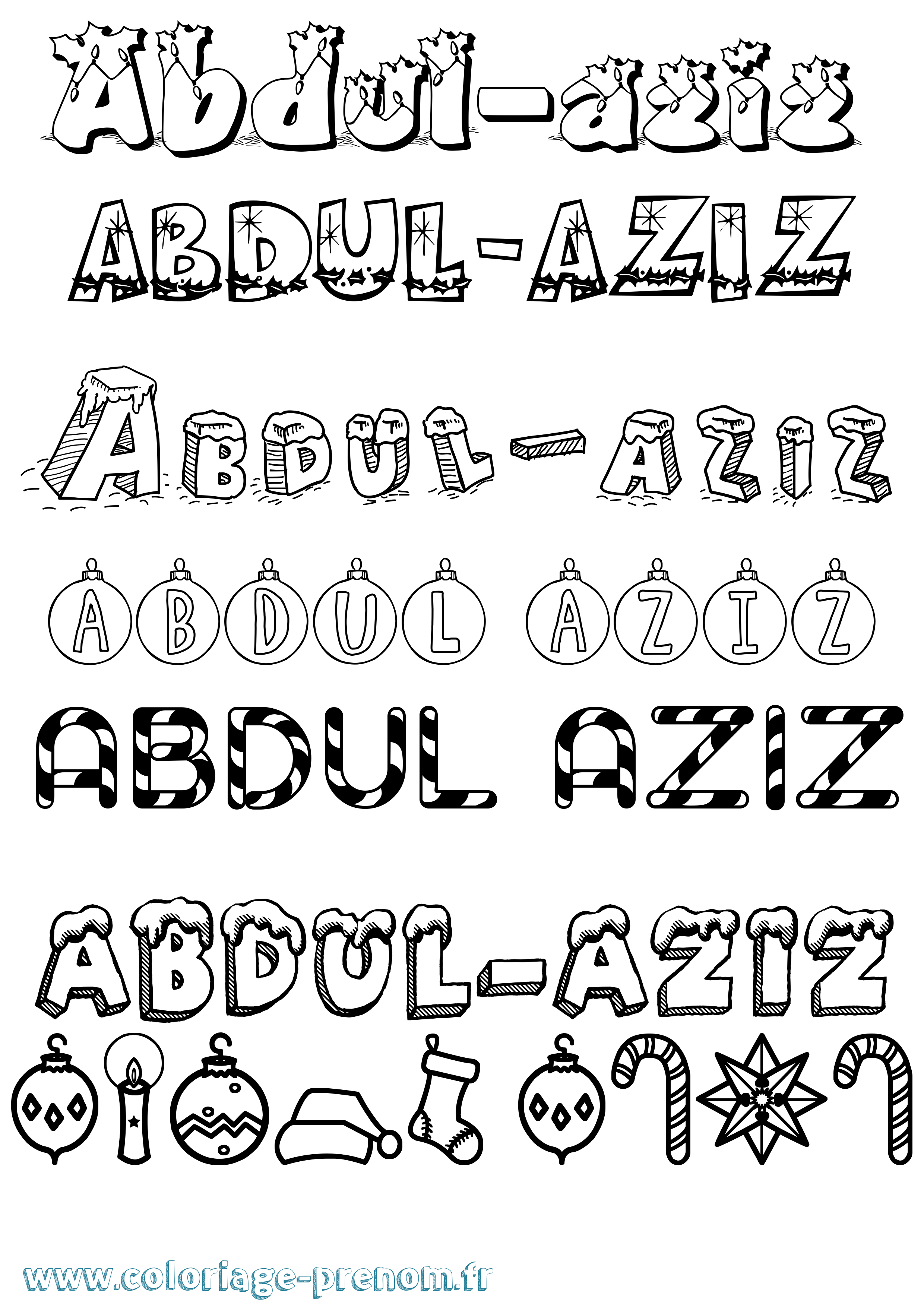 Coloriage Abdul-Aziz Noël Coloriage prénom Abdul-Aziz Noël