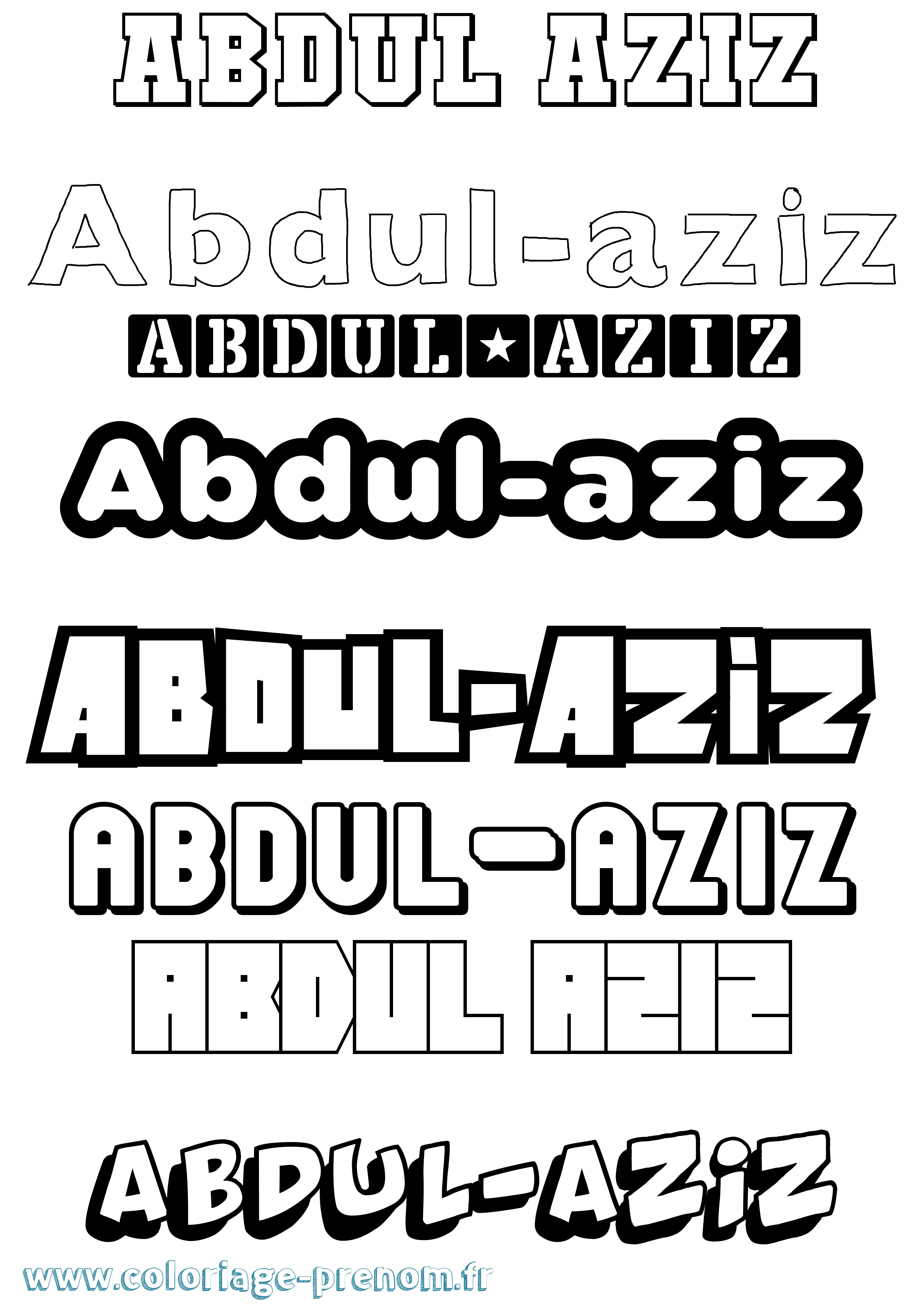 Coloriage Abdul-Aziz Simple Coloriage prénom Abdul-Aziz Simple
