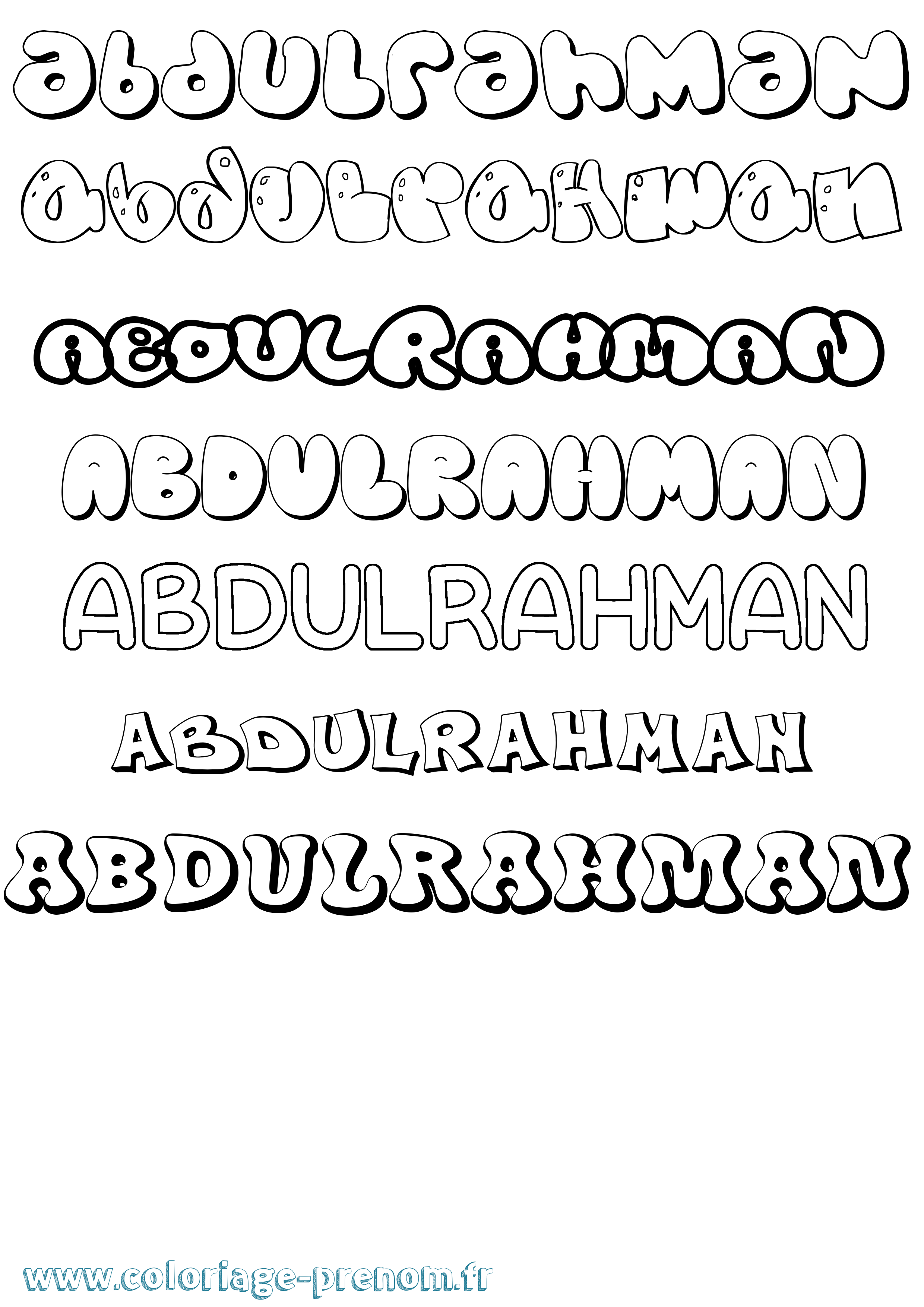 Coloriage Abdulrahman Bubble Coloriage prénom Abdulrahman Bubble