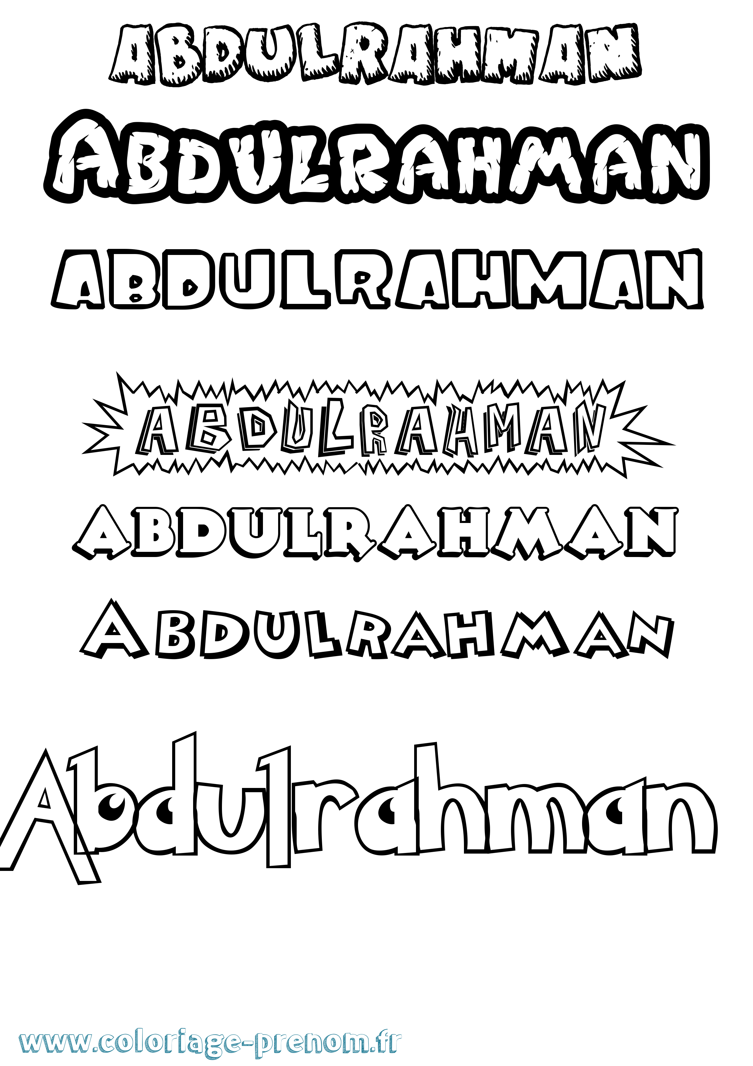Coloriage Abdulrahman Dessin Animé Coloriage prénom Abdulrahman Dessin Animé