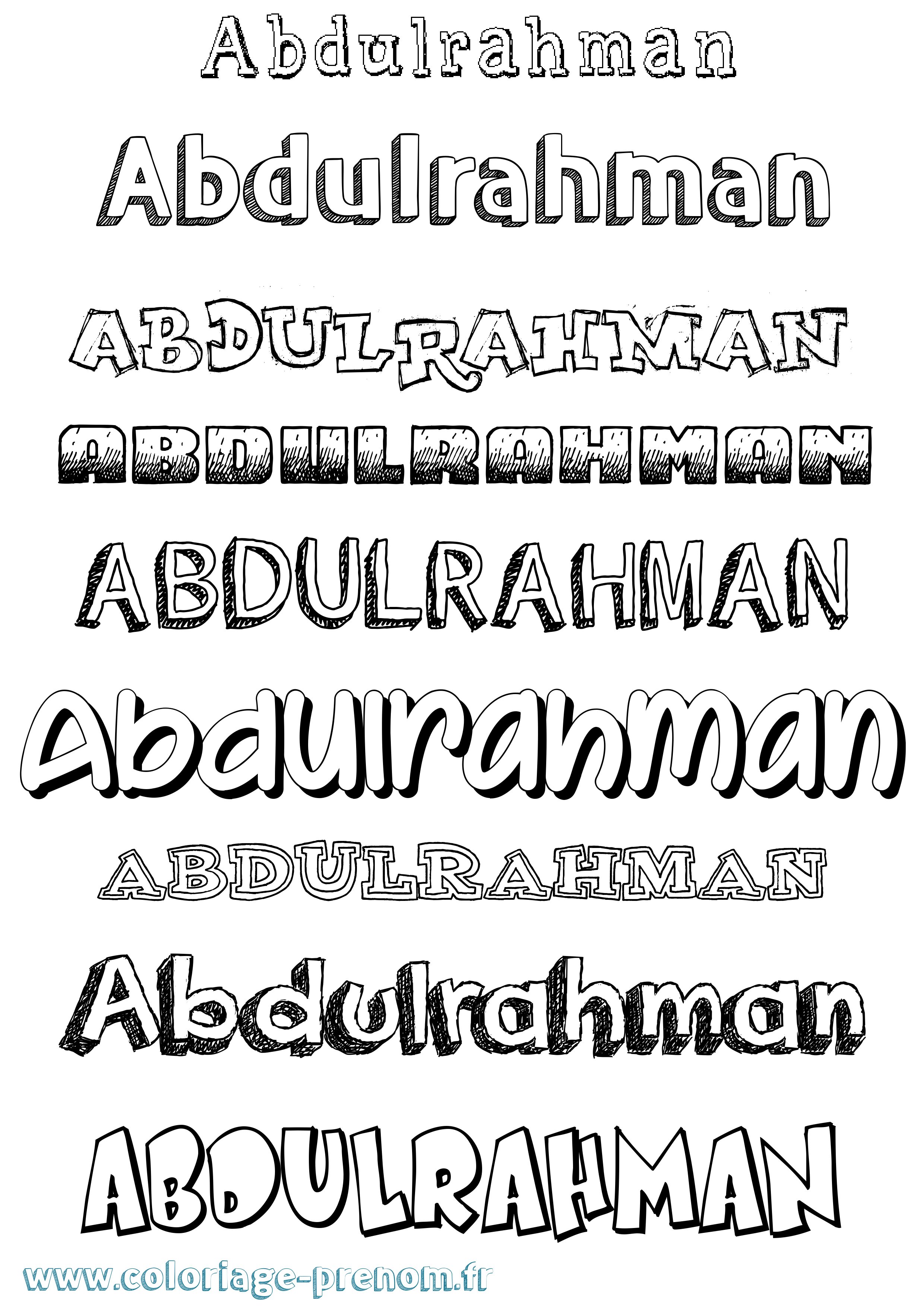 Coloriage Abdulrahman Dessiné Coloriage prénom Abdulrahman Dessiné
