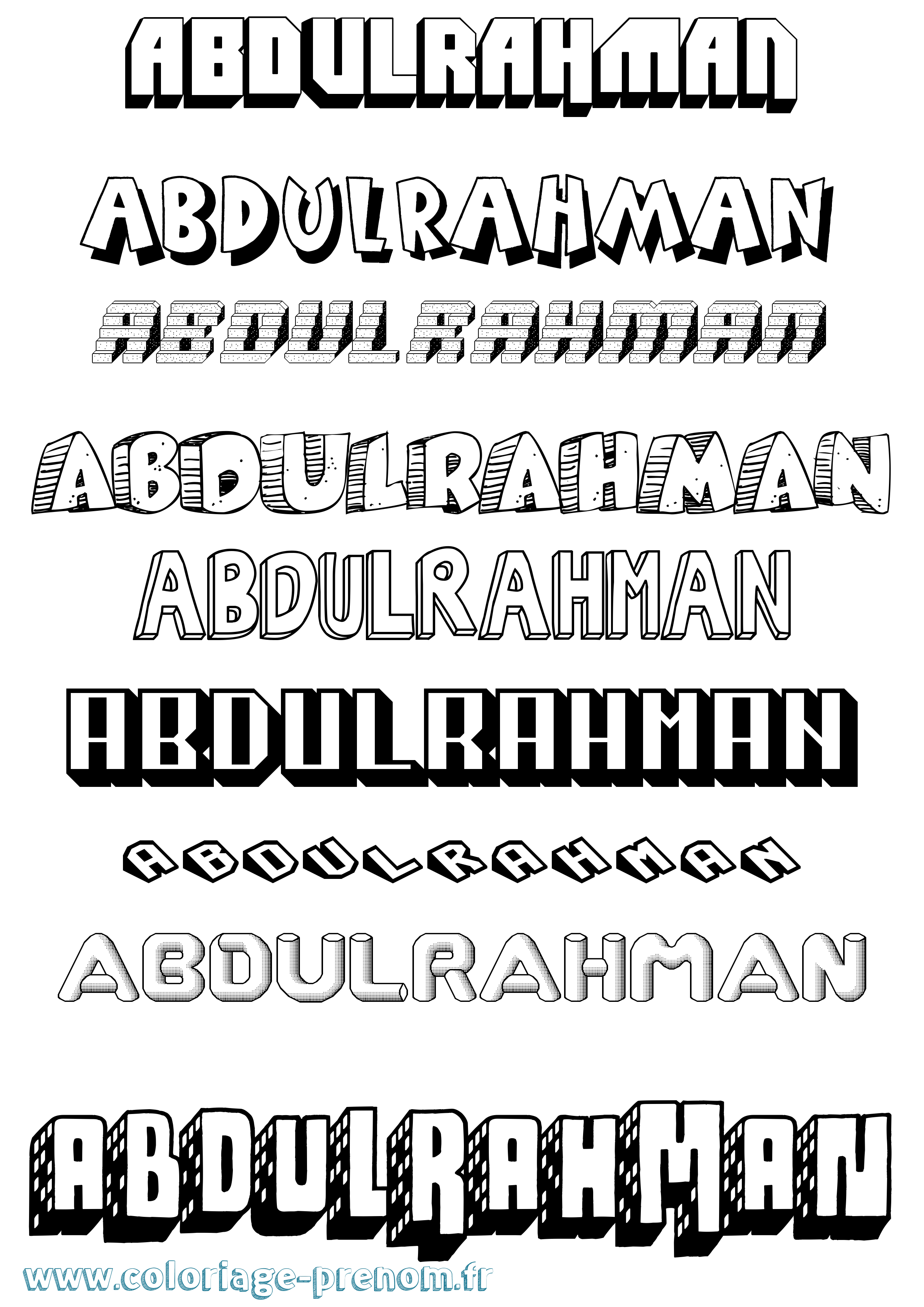 Coloriage Abdulrahman Effet 3D Coloriage prénom Abdulrahman Effet 3D