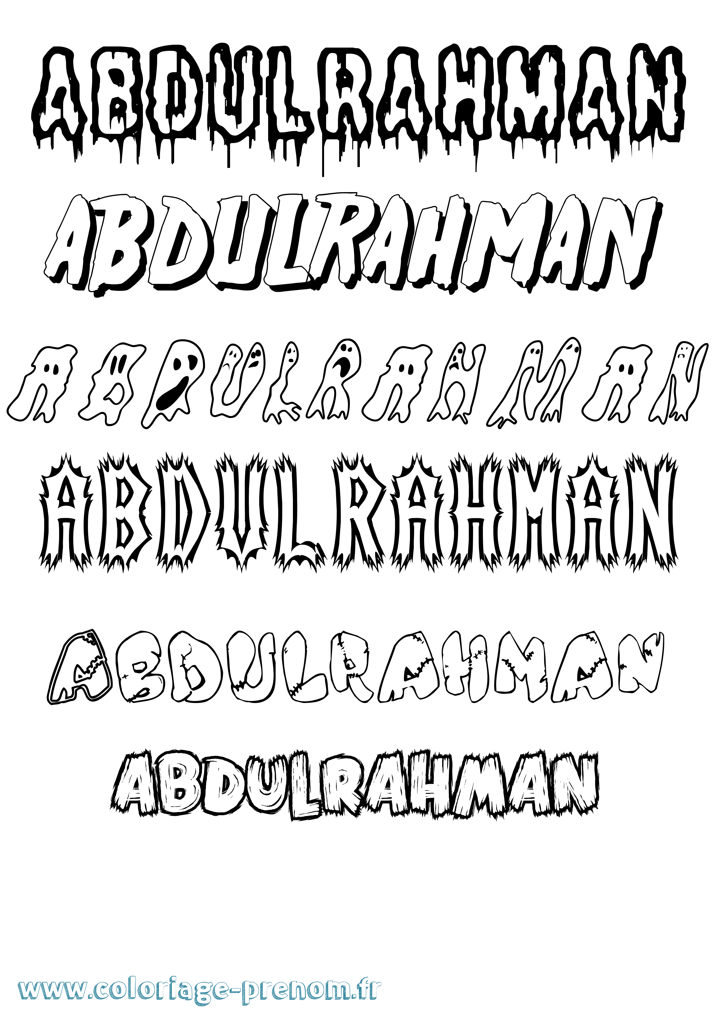 Coloriage Abdulrahman Frisson Coloriage prénom Abdulrahman Frisson