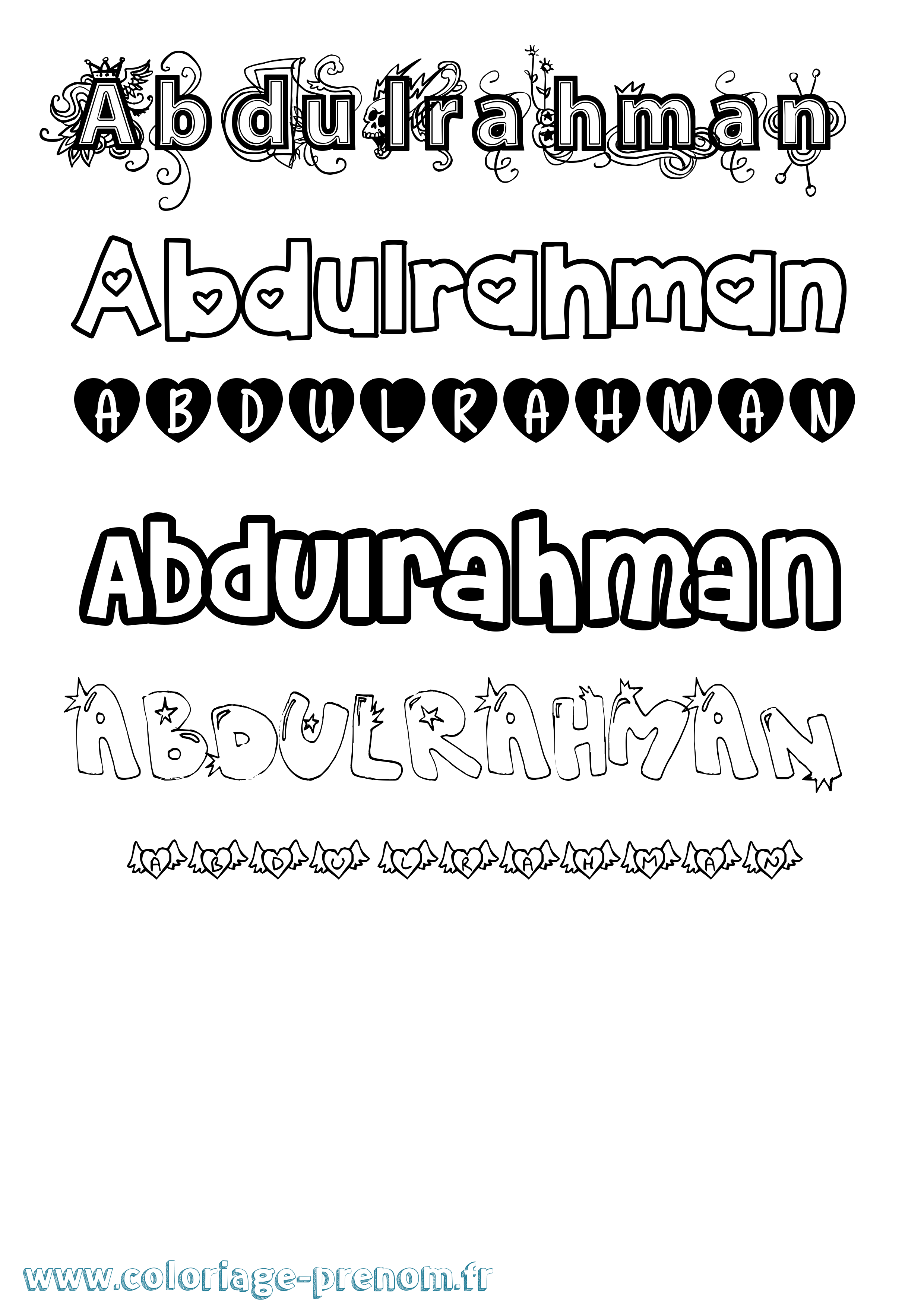 Coloriage Abdulrahman Girly Coloriage prénom Abdulrahman Girly