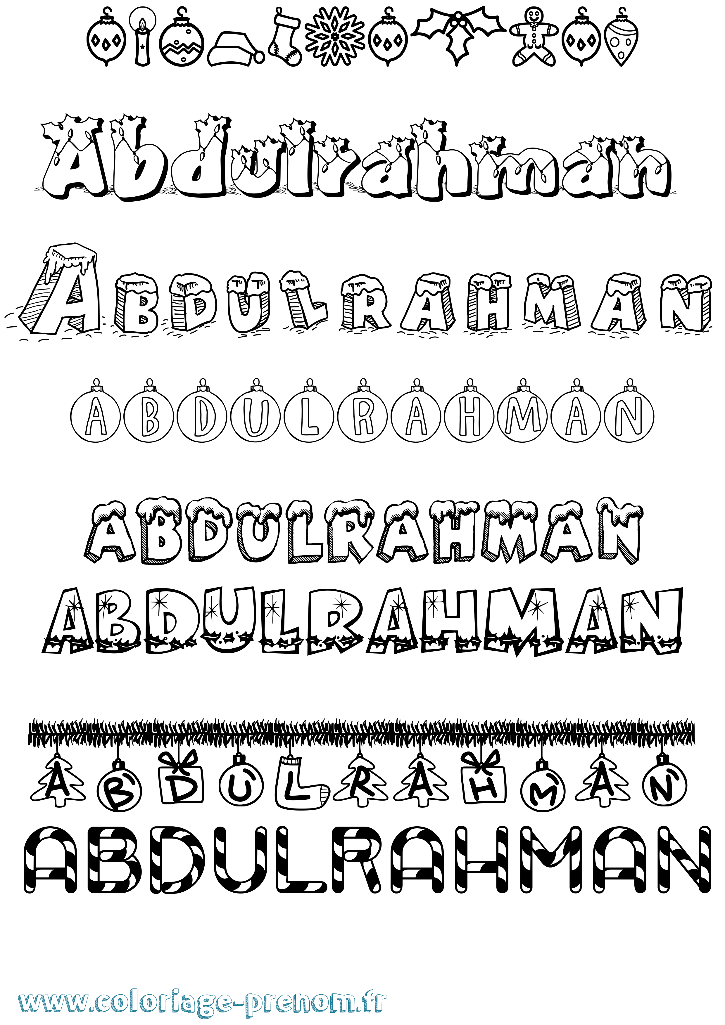 Coloriage Abdulrahman Noël Coloriage prénom Abdulrahman Noël