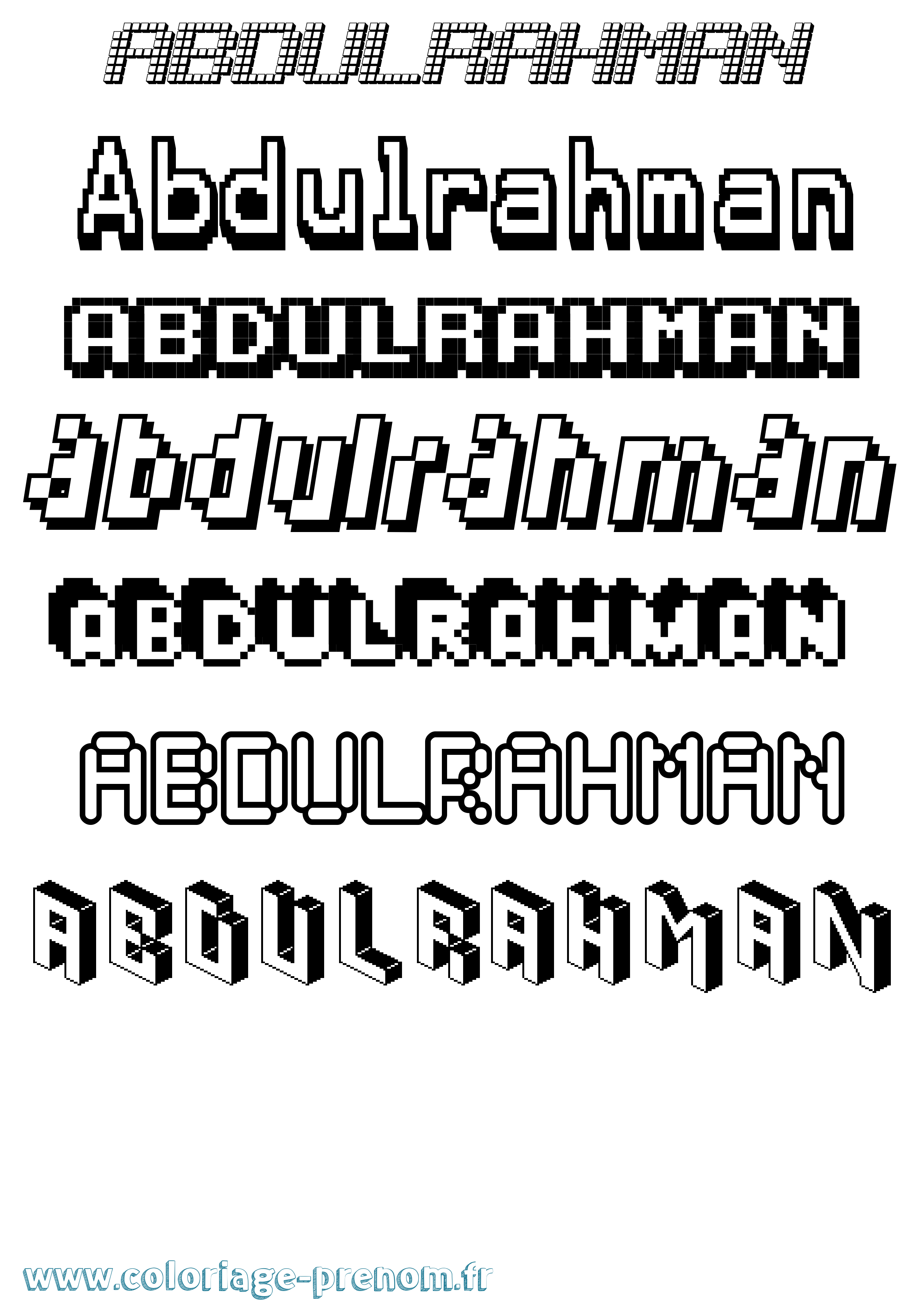 Coloriage Abdulrahman Pixel Coloriage prénom Abdulrahman Pixel