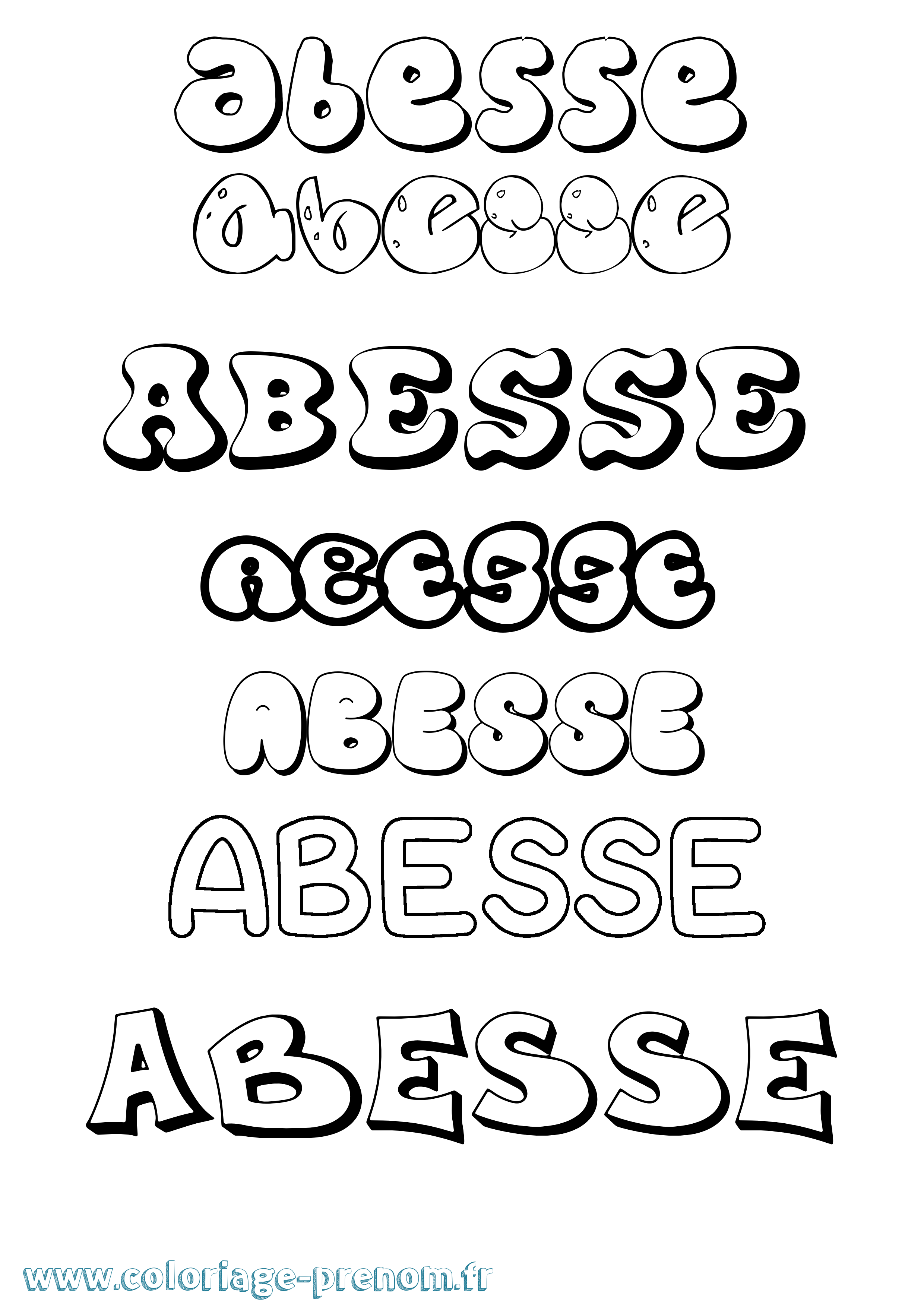Coloriage Abesse Bubble Coloriage prénom Abesse Bubble