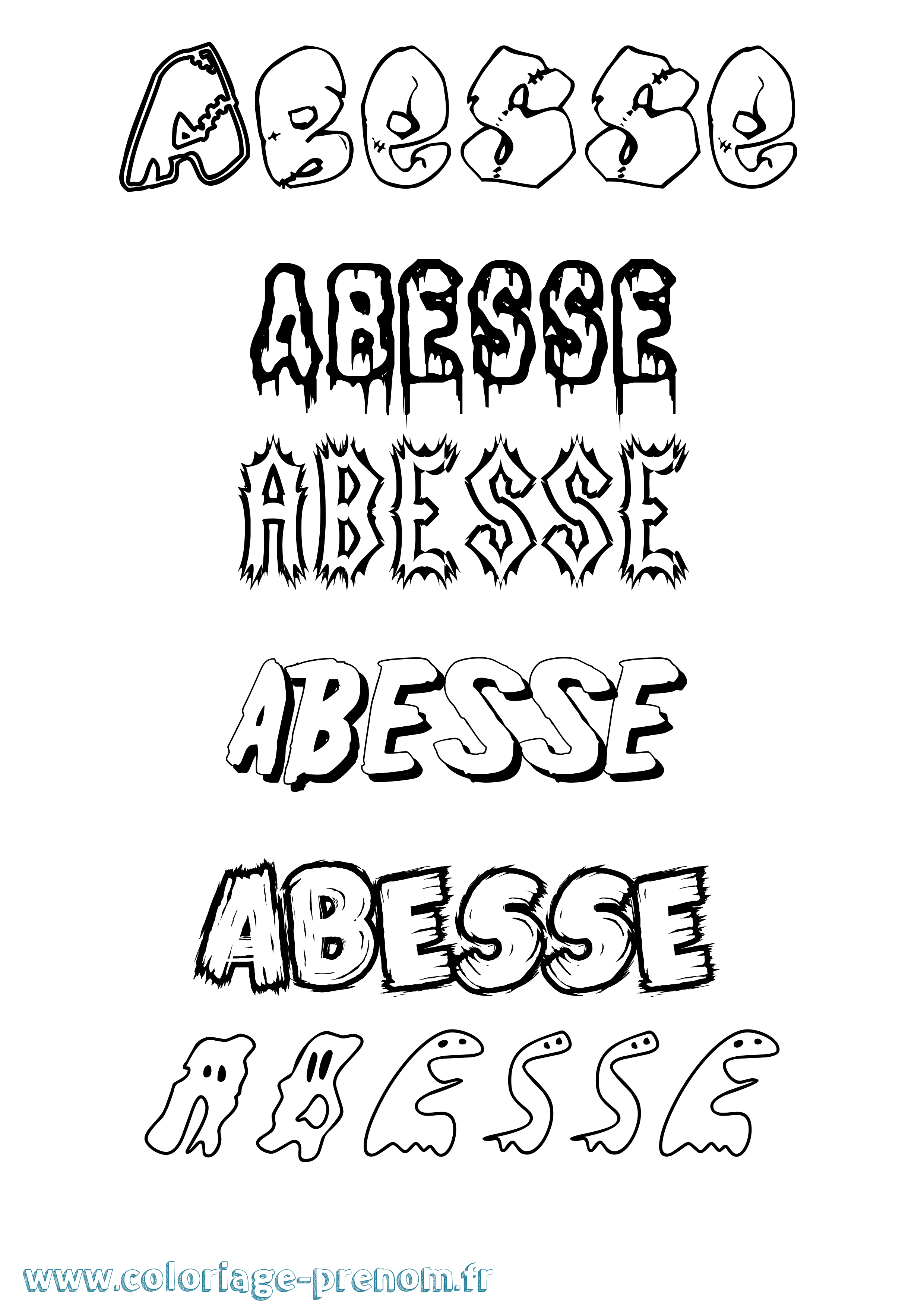 Coloriage Abesse Frisson Coloriage prénom Abesse Frisson