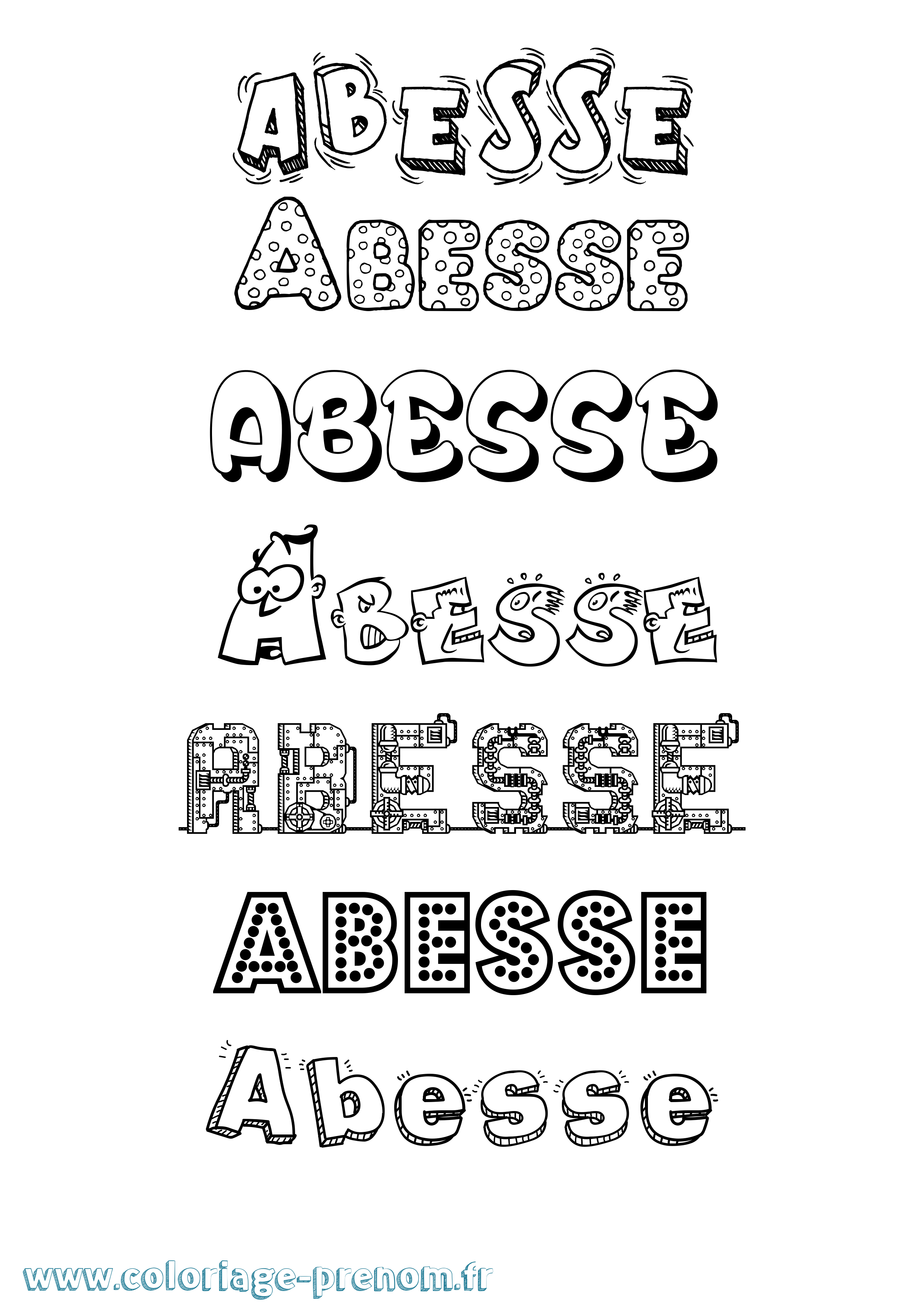 Coloriage Abesse Fun Coloriage prénom Abesse Fun