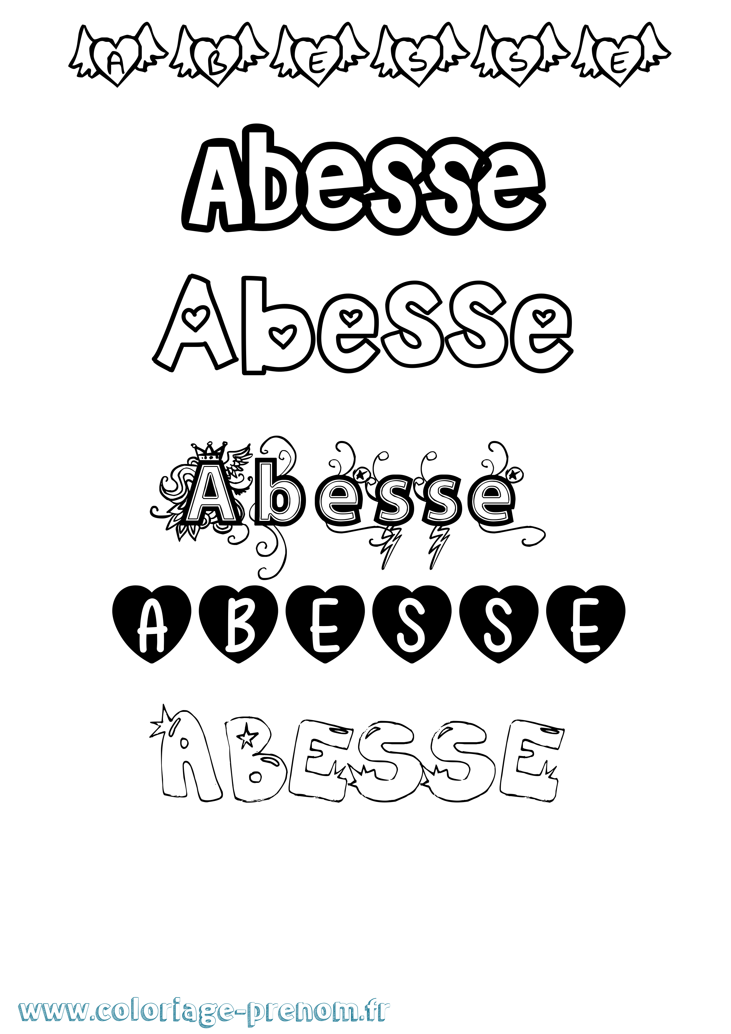Coloriage Abesse Girly Coloriage prénom Abesse Girly