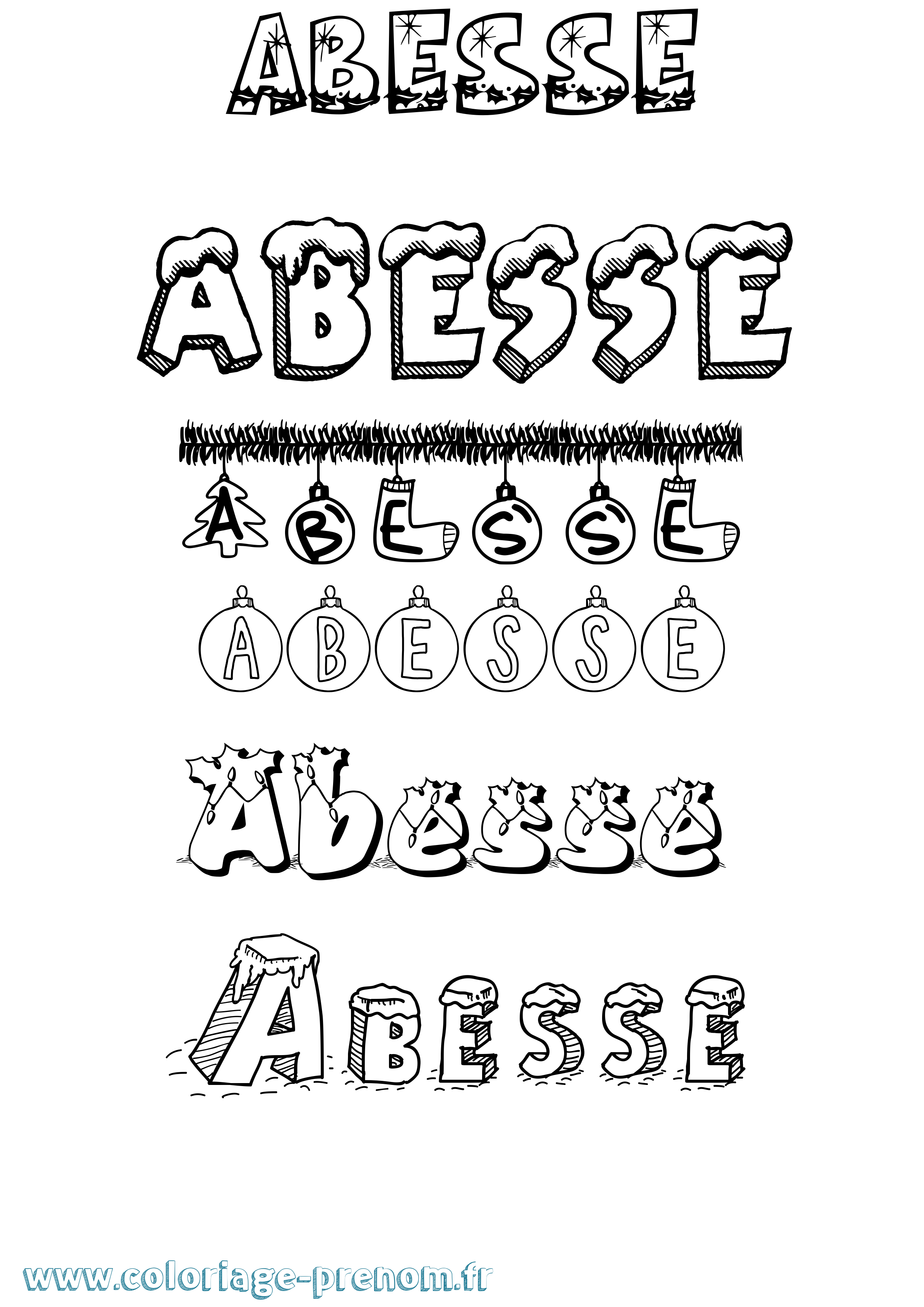 Coloriage Abesse Noël Coloriage prénom Abesse Noël