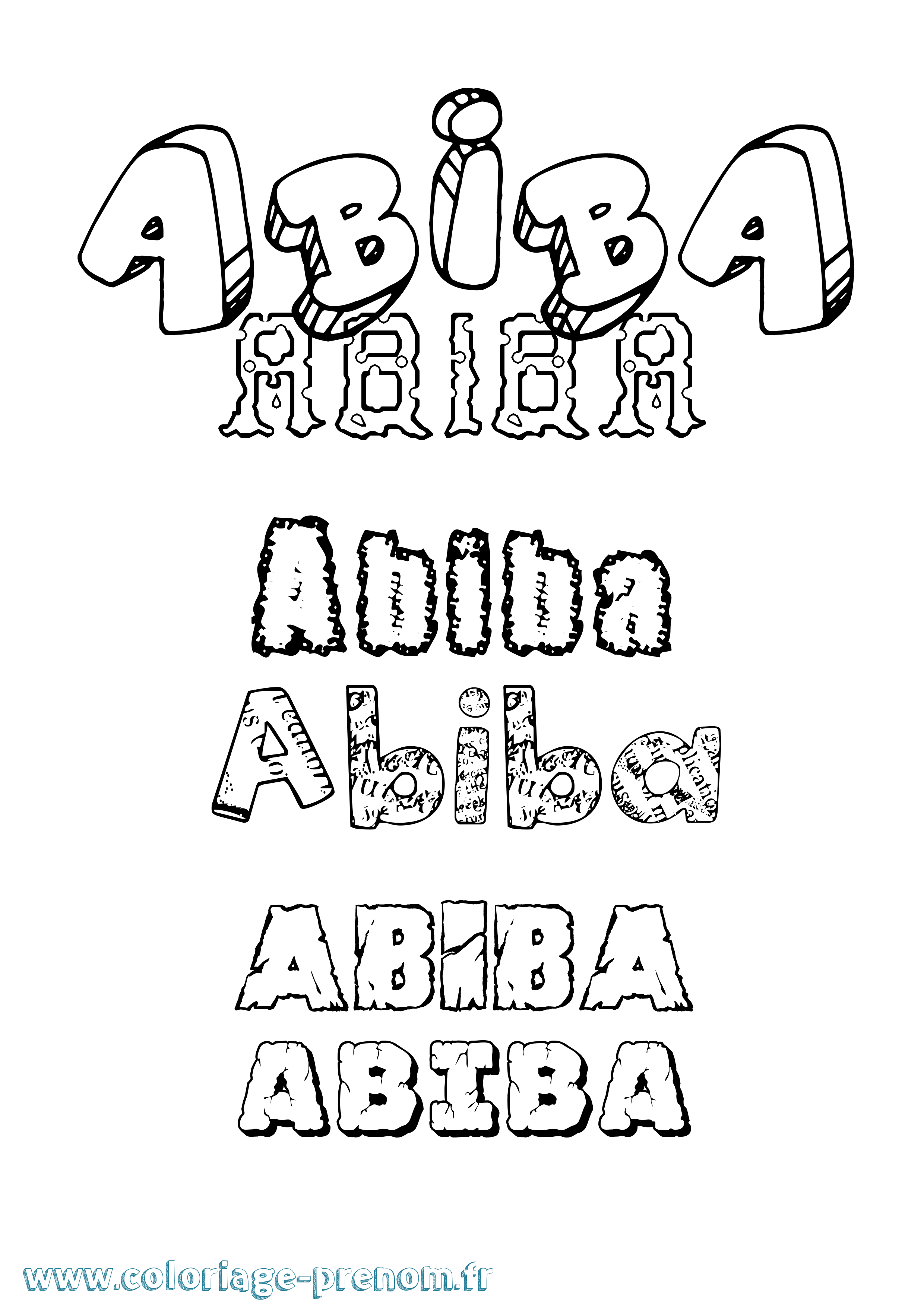 Coloriage Abiba Destructuré Coloriage prénom Abiba Destructuré