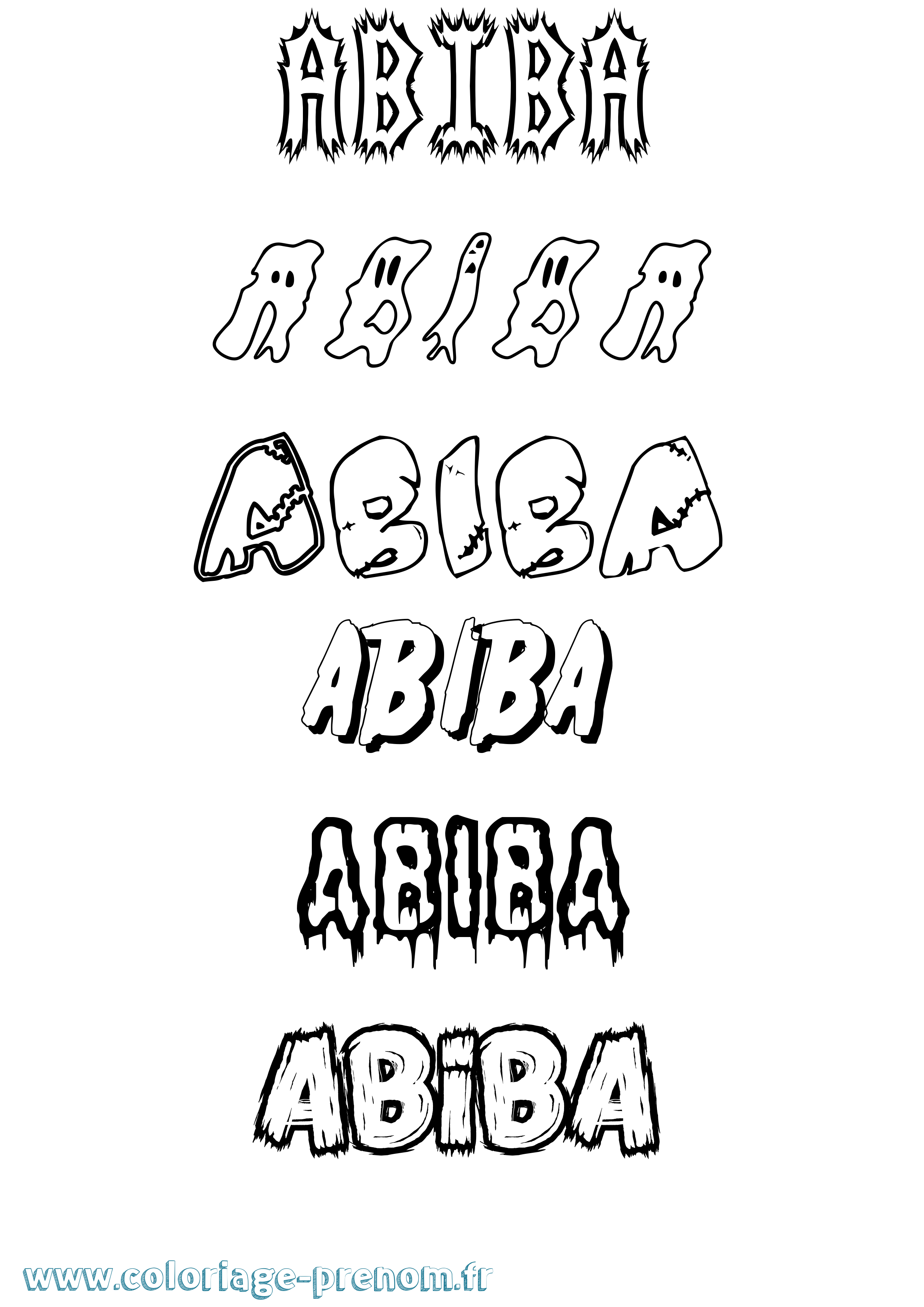 Coloriage Abiba Frisson Coloriage prénom Abiba Frisson