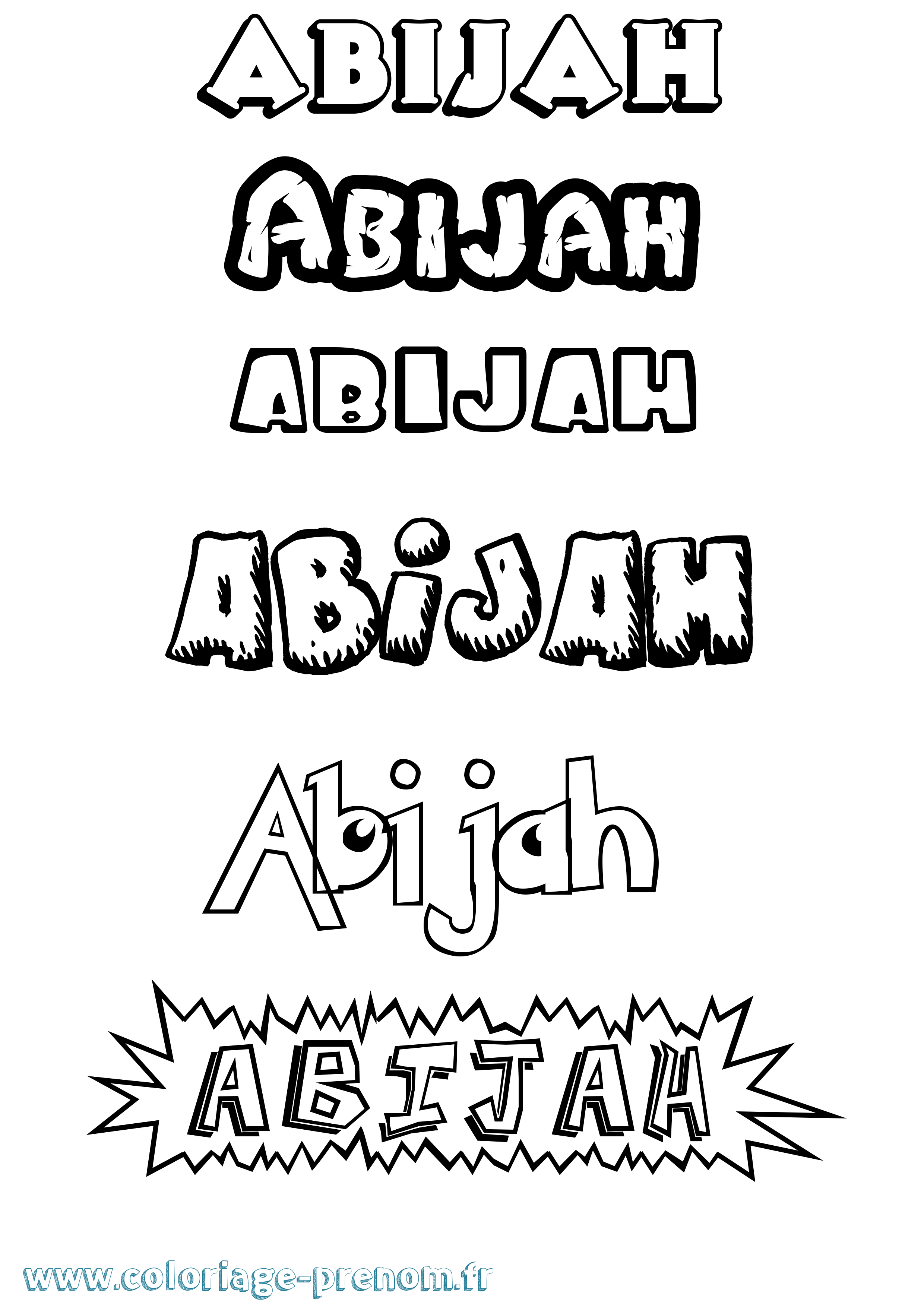 Coloriage Abijah Dessin Animé Coloriage prénom Abijah Dessin Animé