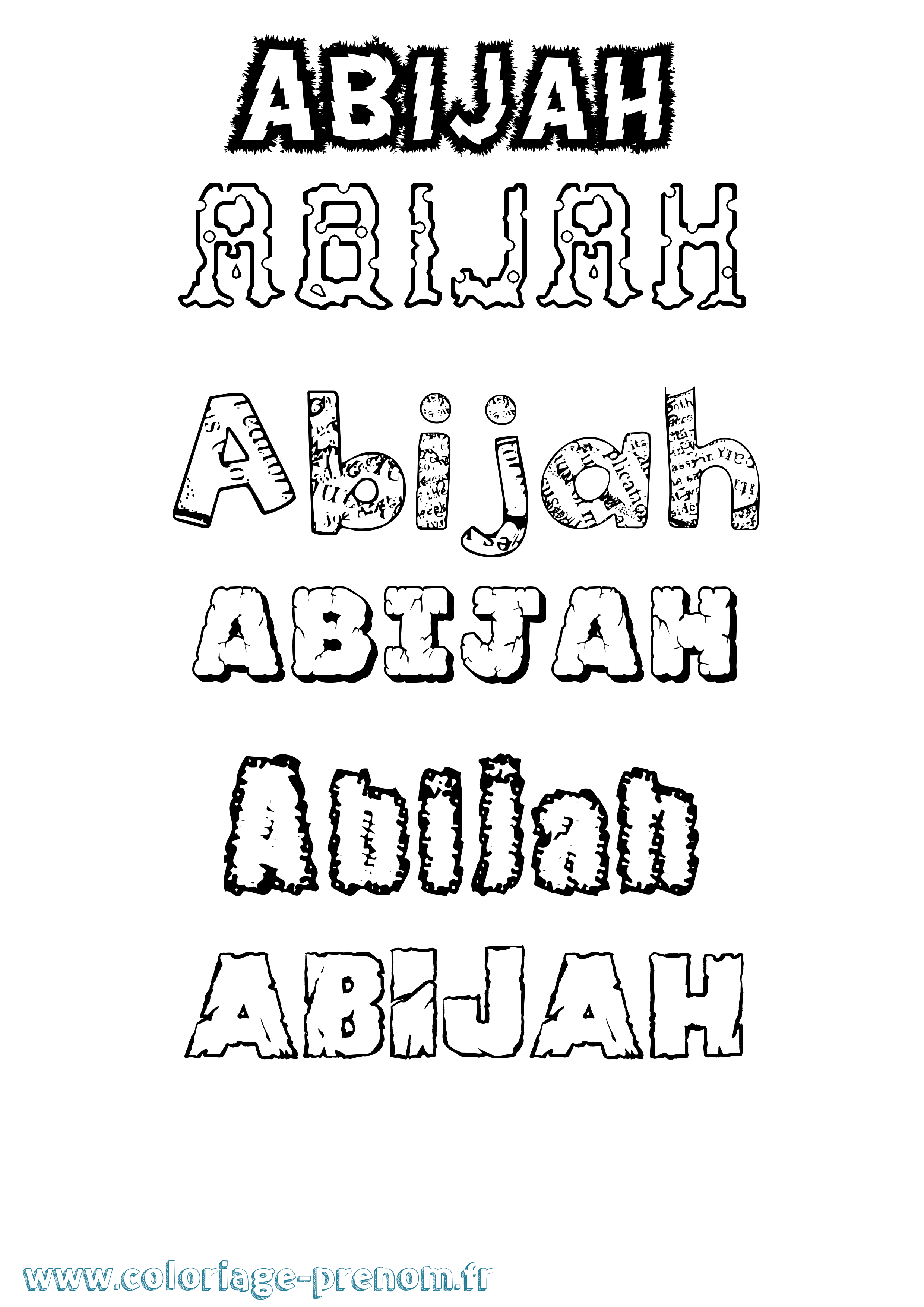 Coloriage Abijah Destructuré Coloriage prénom Abijah Destructuré