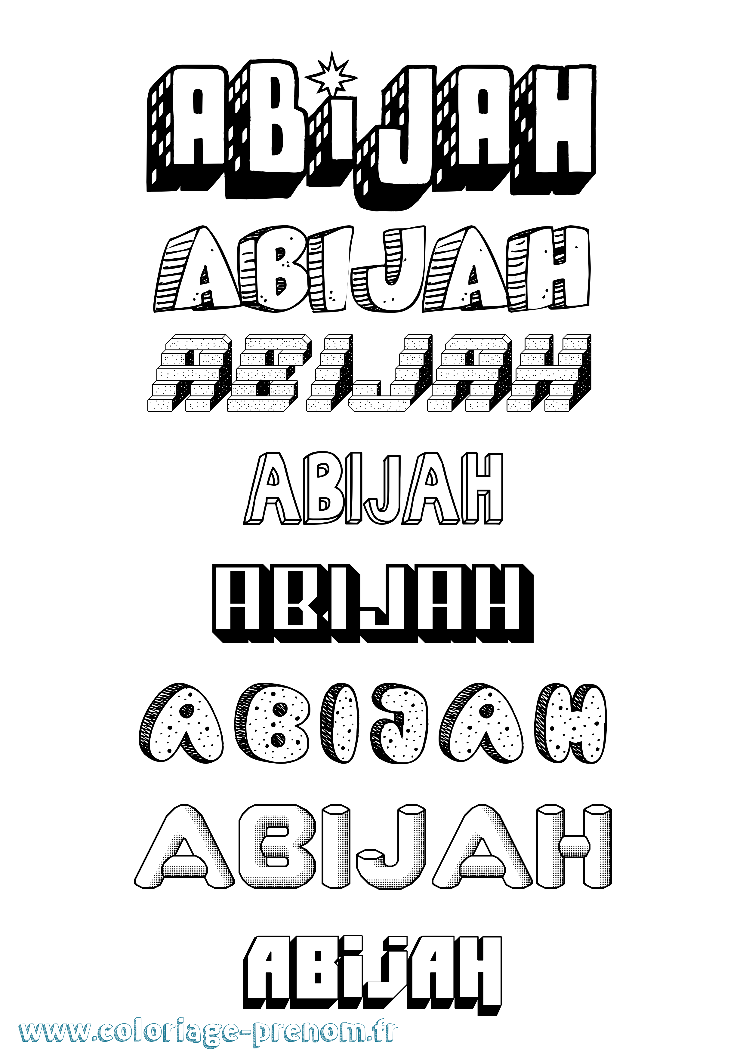 Coloriage Abijah Effet 3D Coloriage prénom Abijah Effet 3D