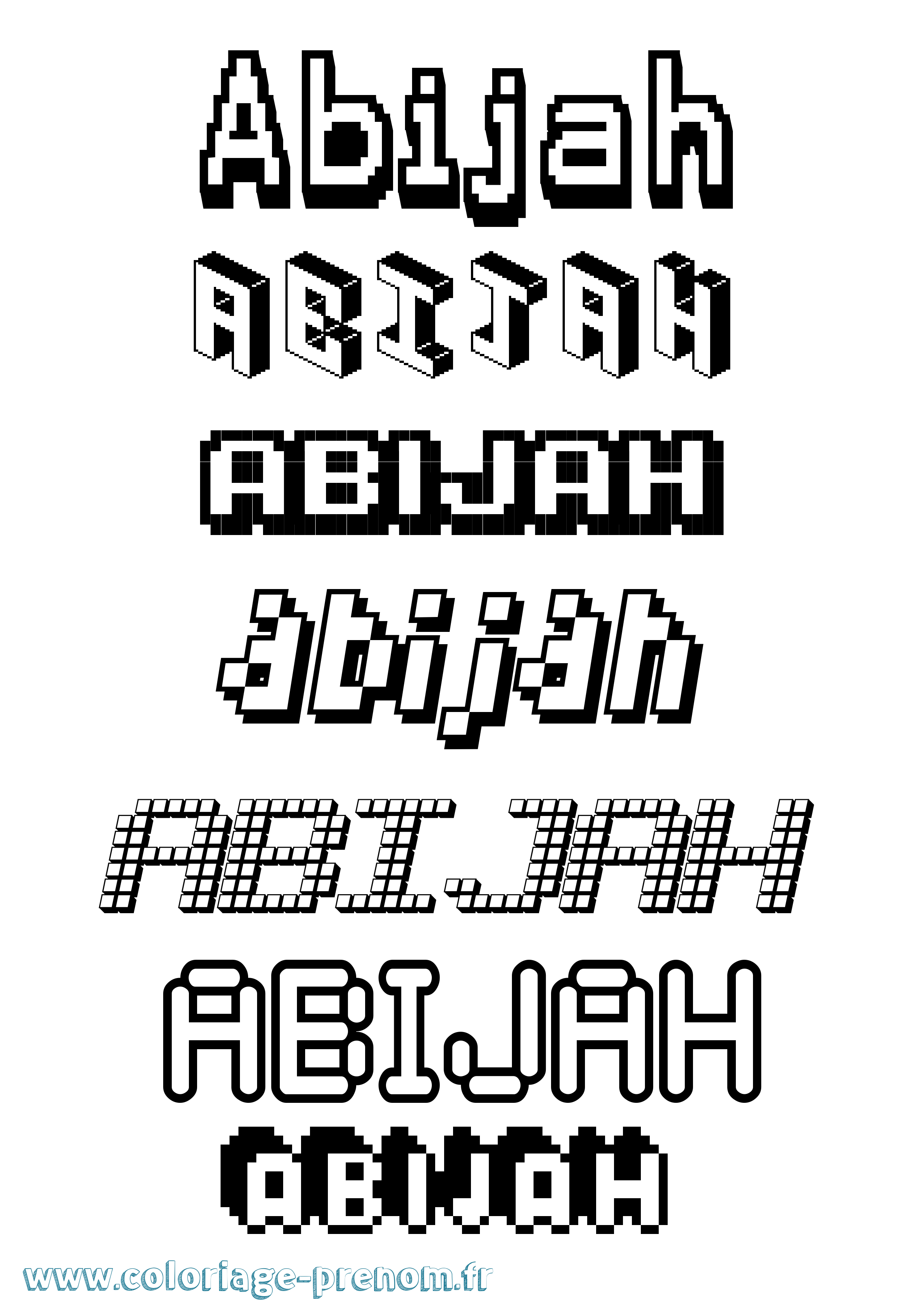 Coloriage Abijah Pixel Coloriage prénom Abijah Pixel