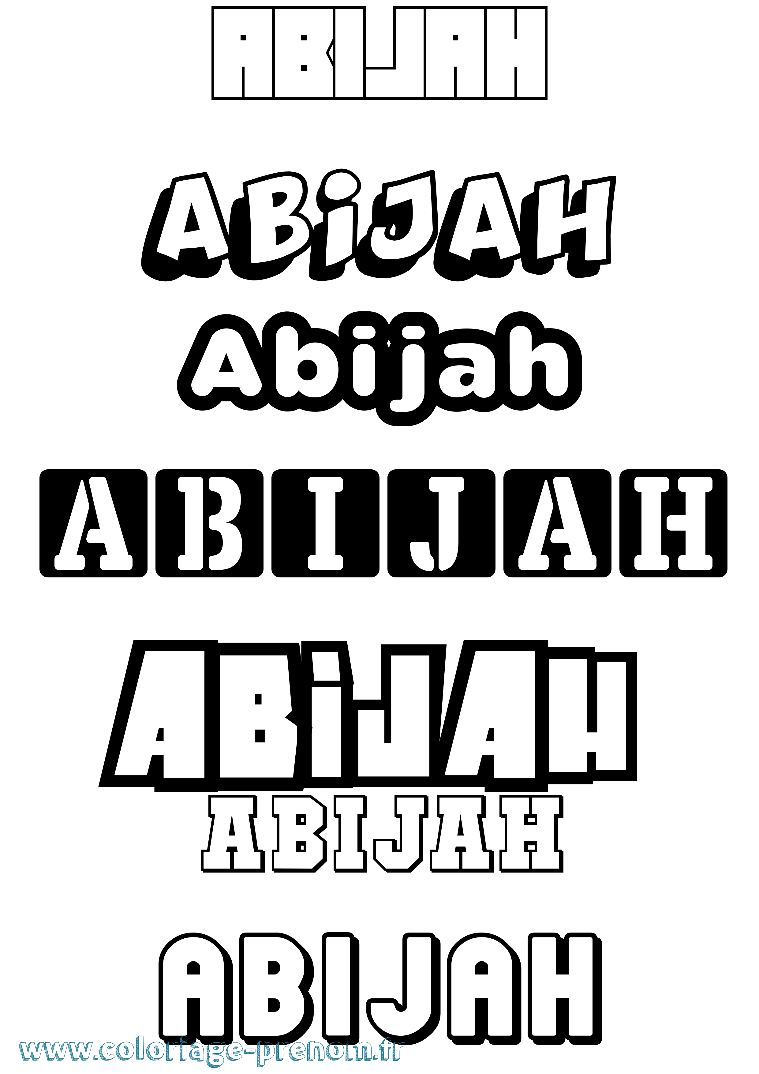 Coloriage Abijah Simple Coloriage prénom Abijah Simple
