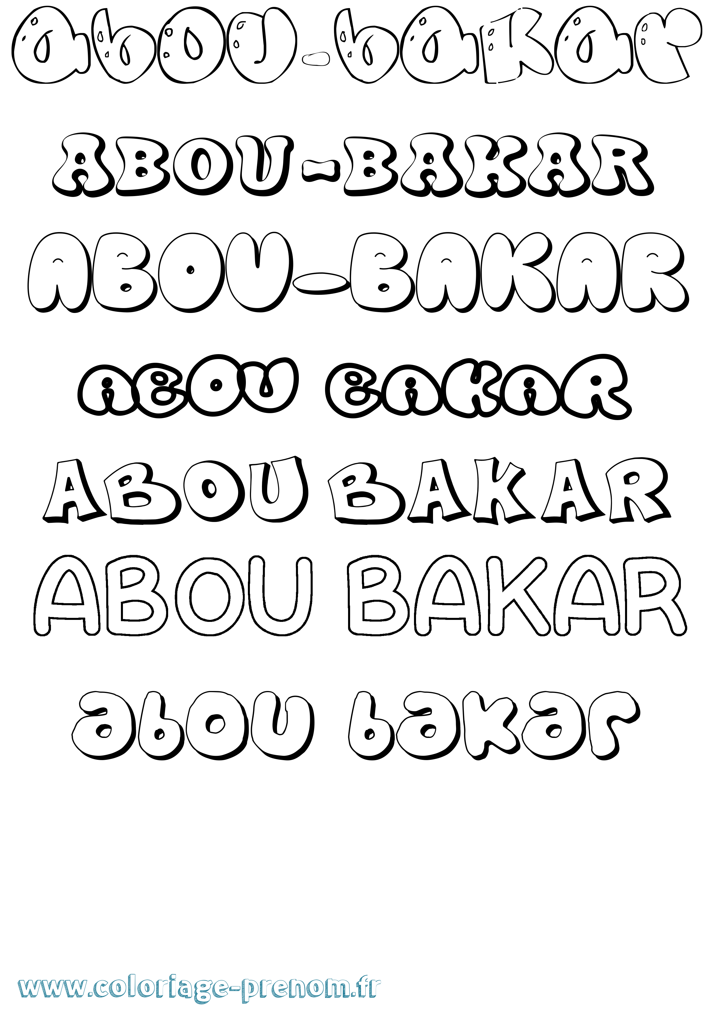 Coloriage Abou-Bakar Bubble Coloriage prénom Abou-Bakar Bubble