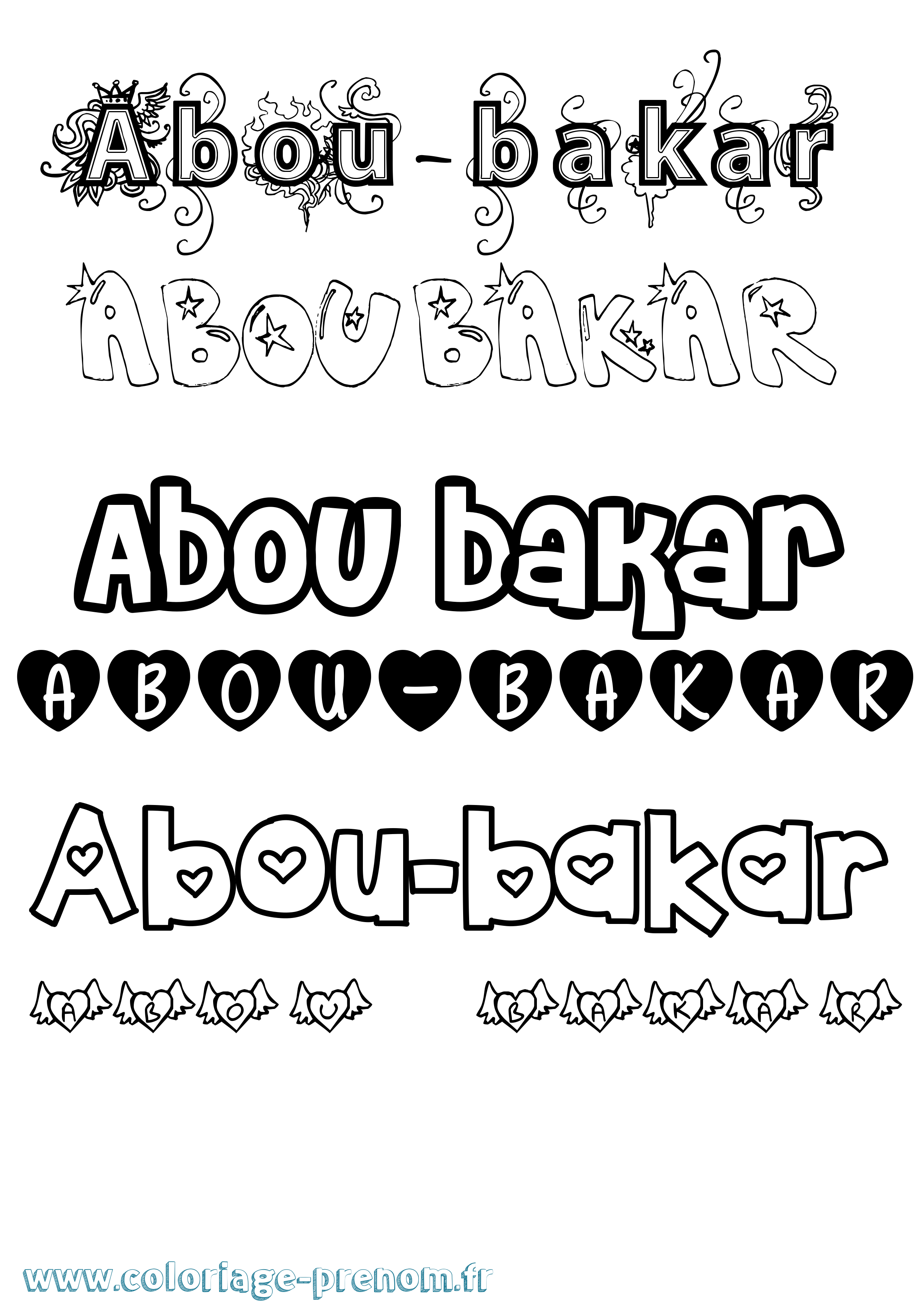 Coloriage Abou-Bakar Girly Coloriage prénom Abou-Bakar Girly