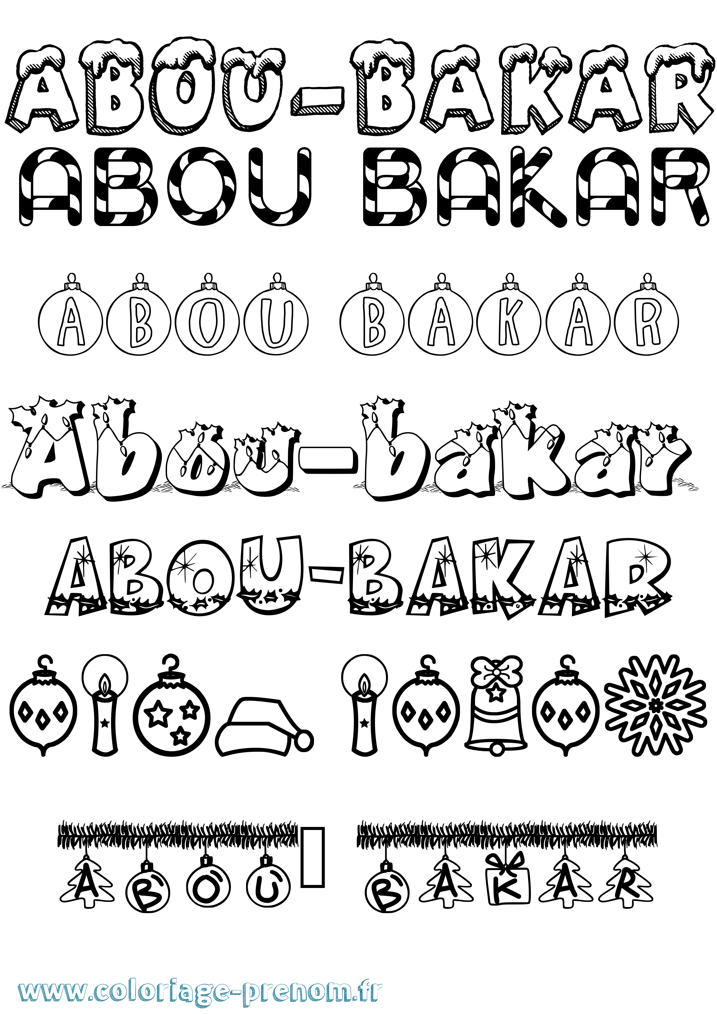 Coloriage Abou-Bakar Noël Coloriage prénom Abou-Bakar Noël