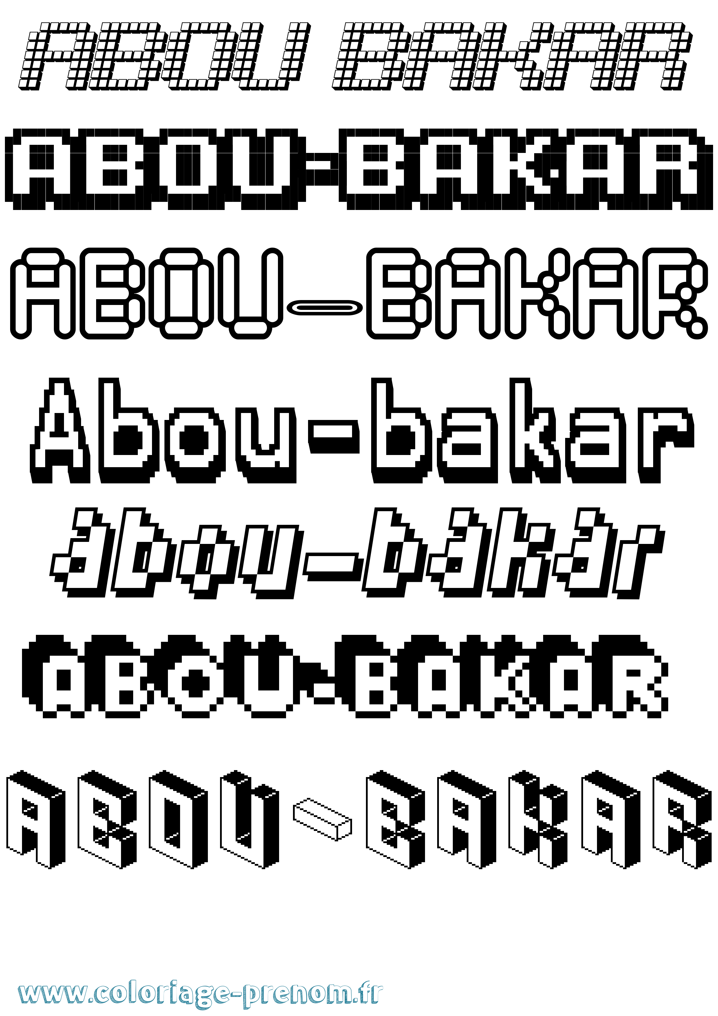 Coloriage Abou-Bakar Pixel Coloriage prénom Abou-Bakar Pixel
