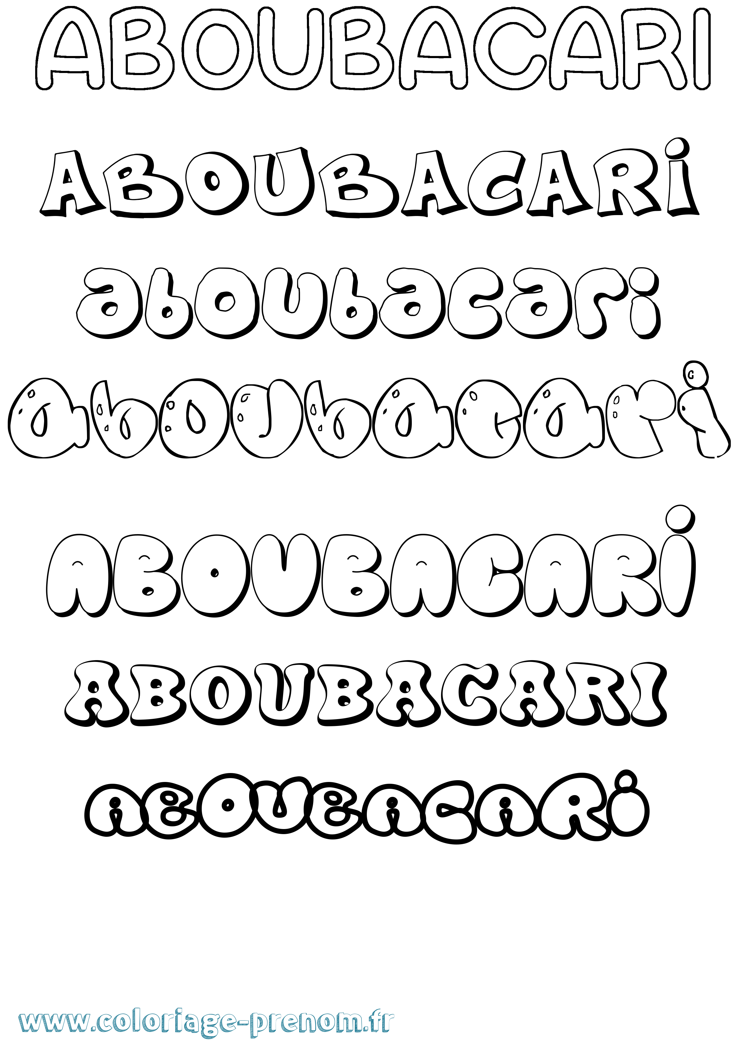 Coloriage Aboubacari Bubble Coloriage prénom Aboubacari Bubble