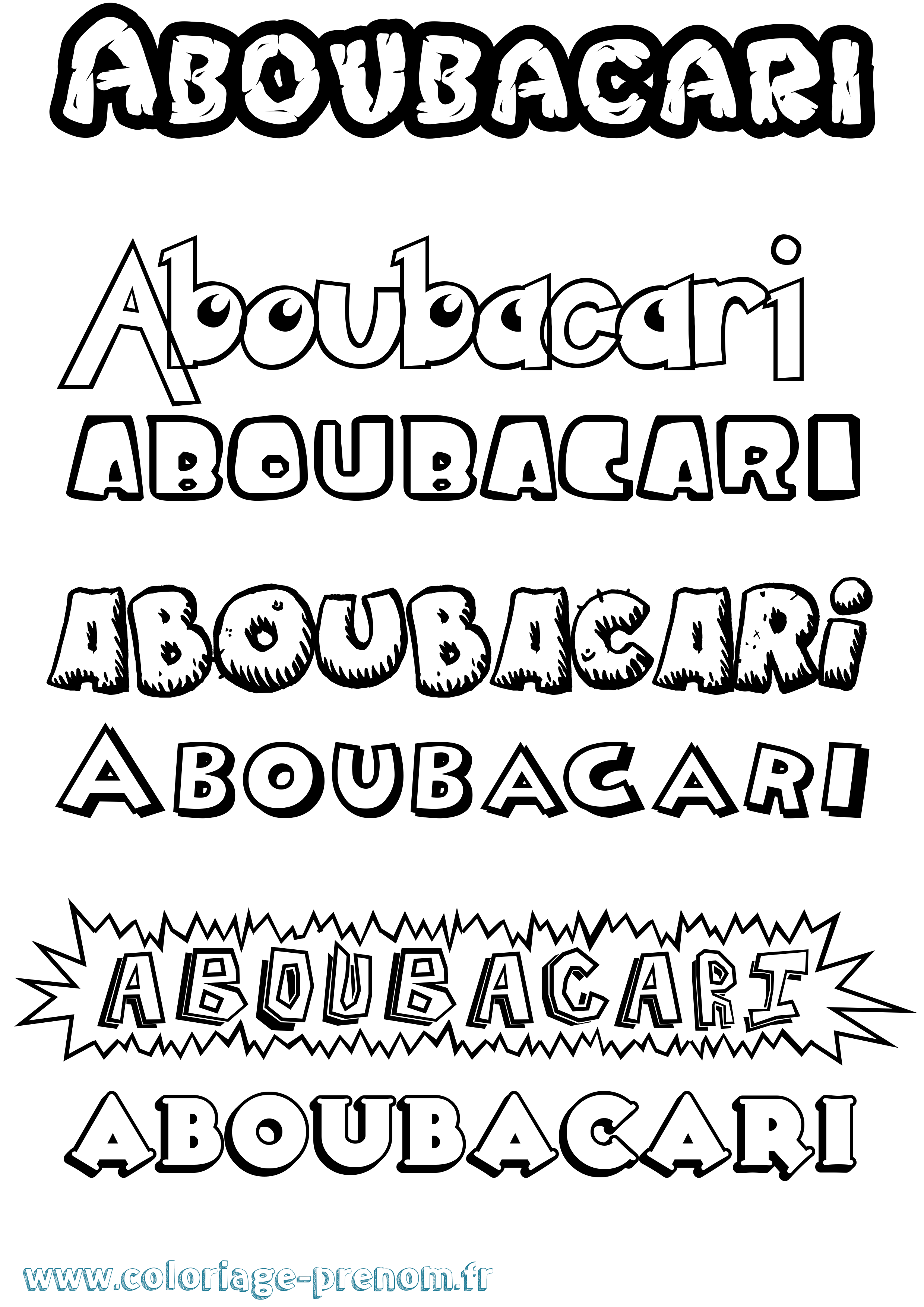 Coloriage Aboubacari Dessin Animé Coloriage prénom Aboubacari Dessin Animé