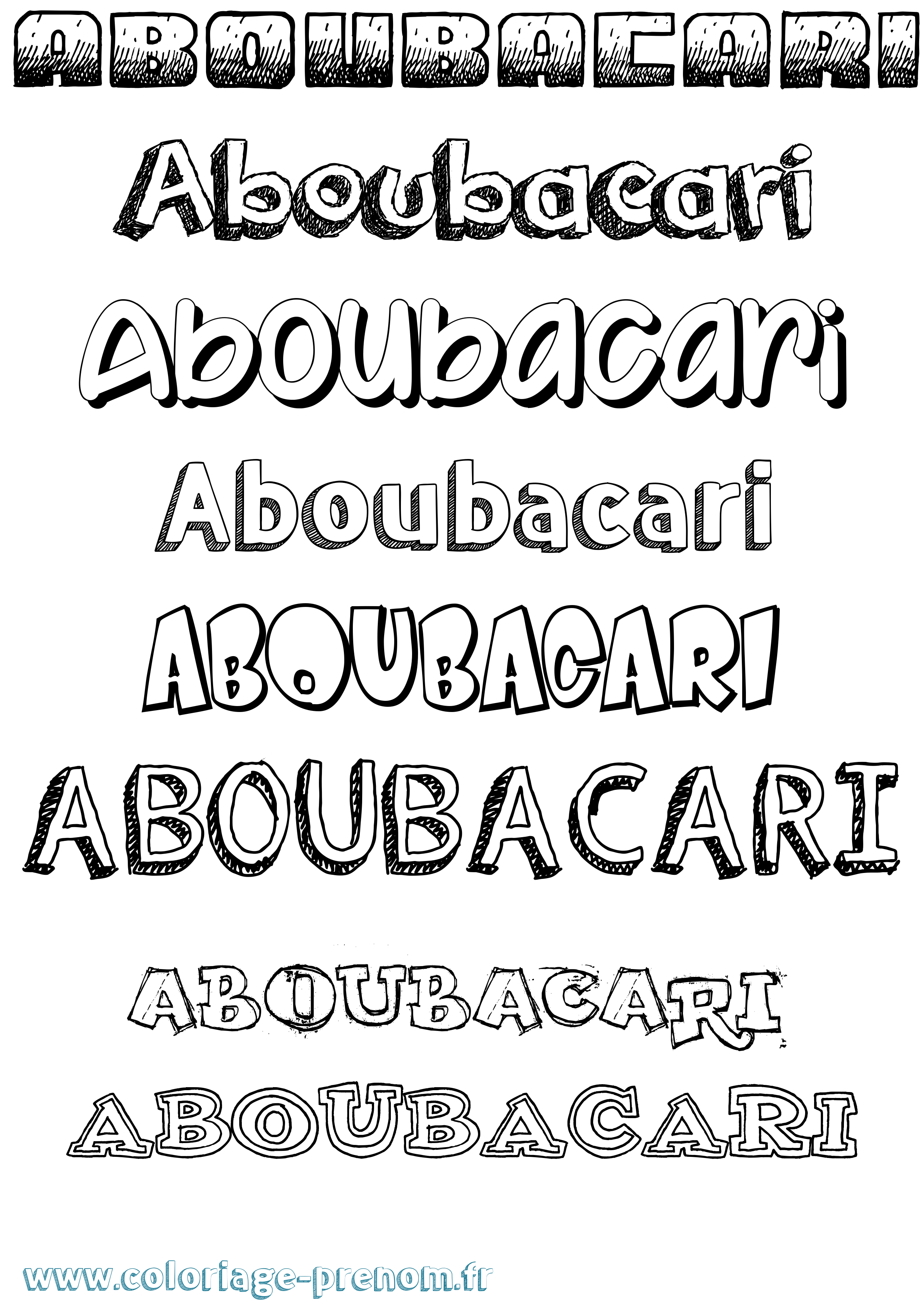 Coloriage Aboubacari Dessiné Coloriage prénom Aboubacari Dessiné