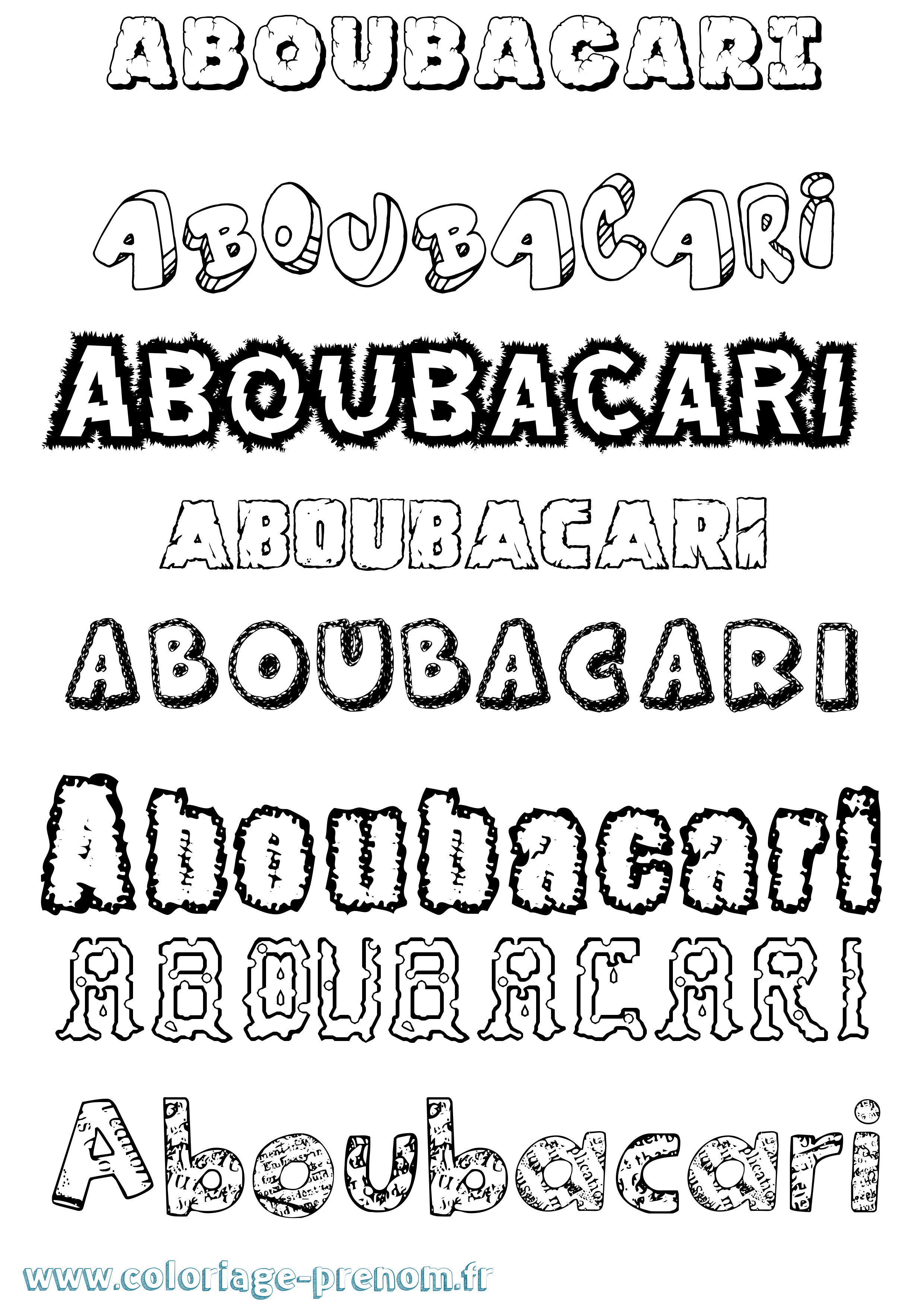 Coloriage Aboubacari Destructuré Coloriage prénom Aboubacari Destructuré