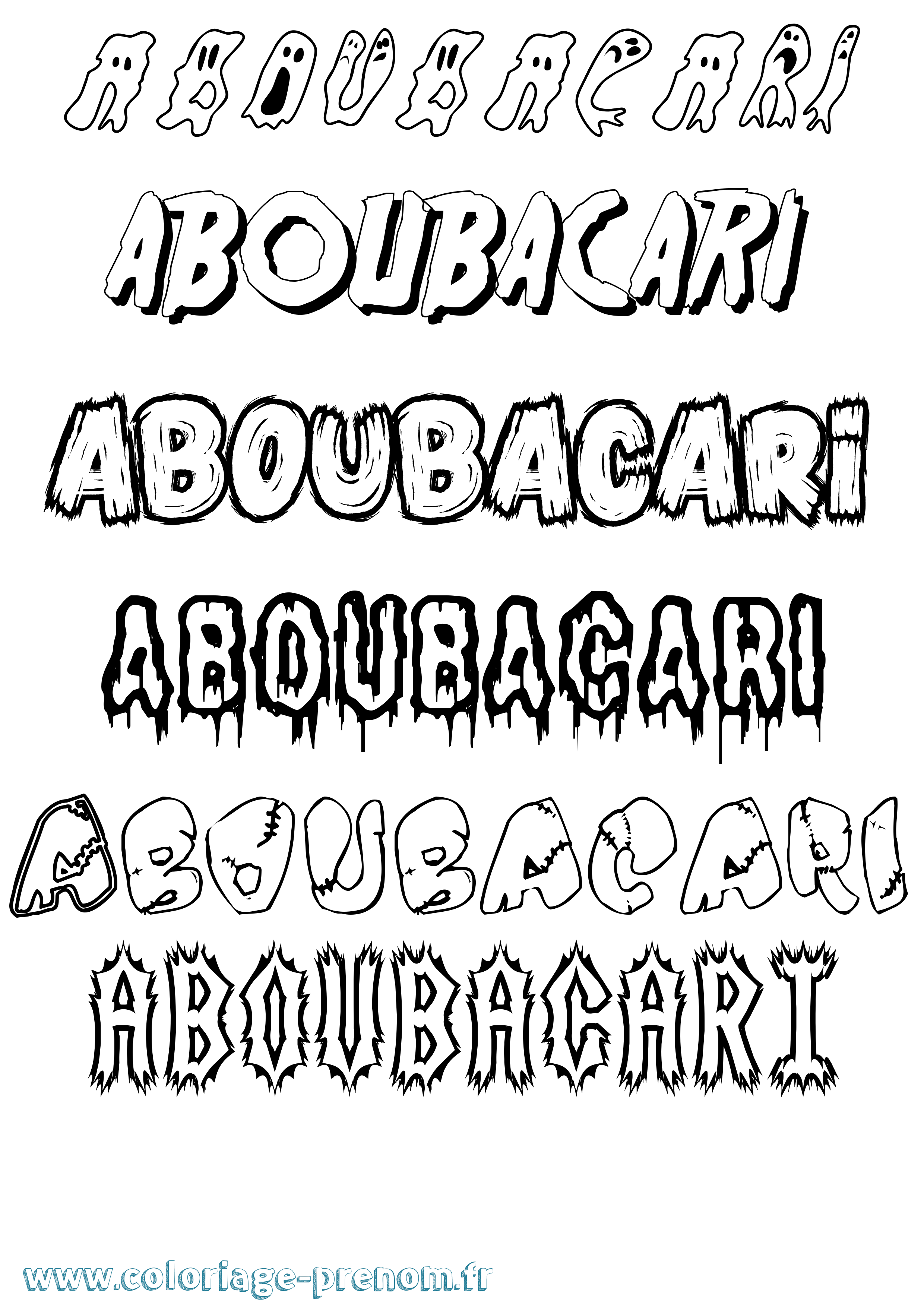 Coloriage Aboubacari Frisson Coloriage prénom Aboubacari Frisson