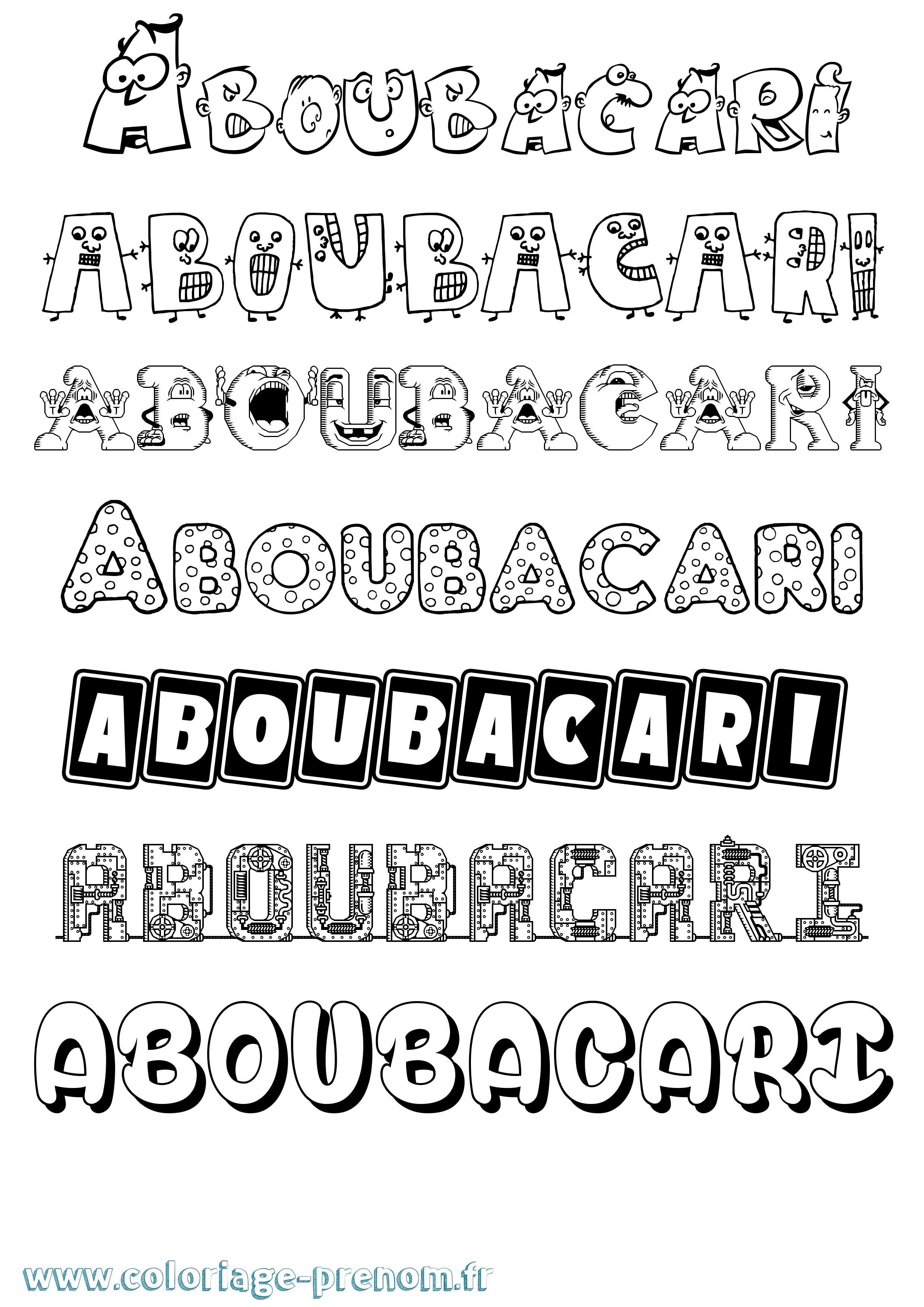 Coloriage Aboubacari Fun Coloriage prénom Aboubacari Fun