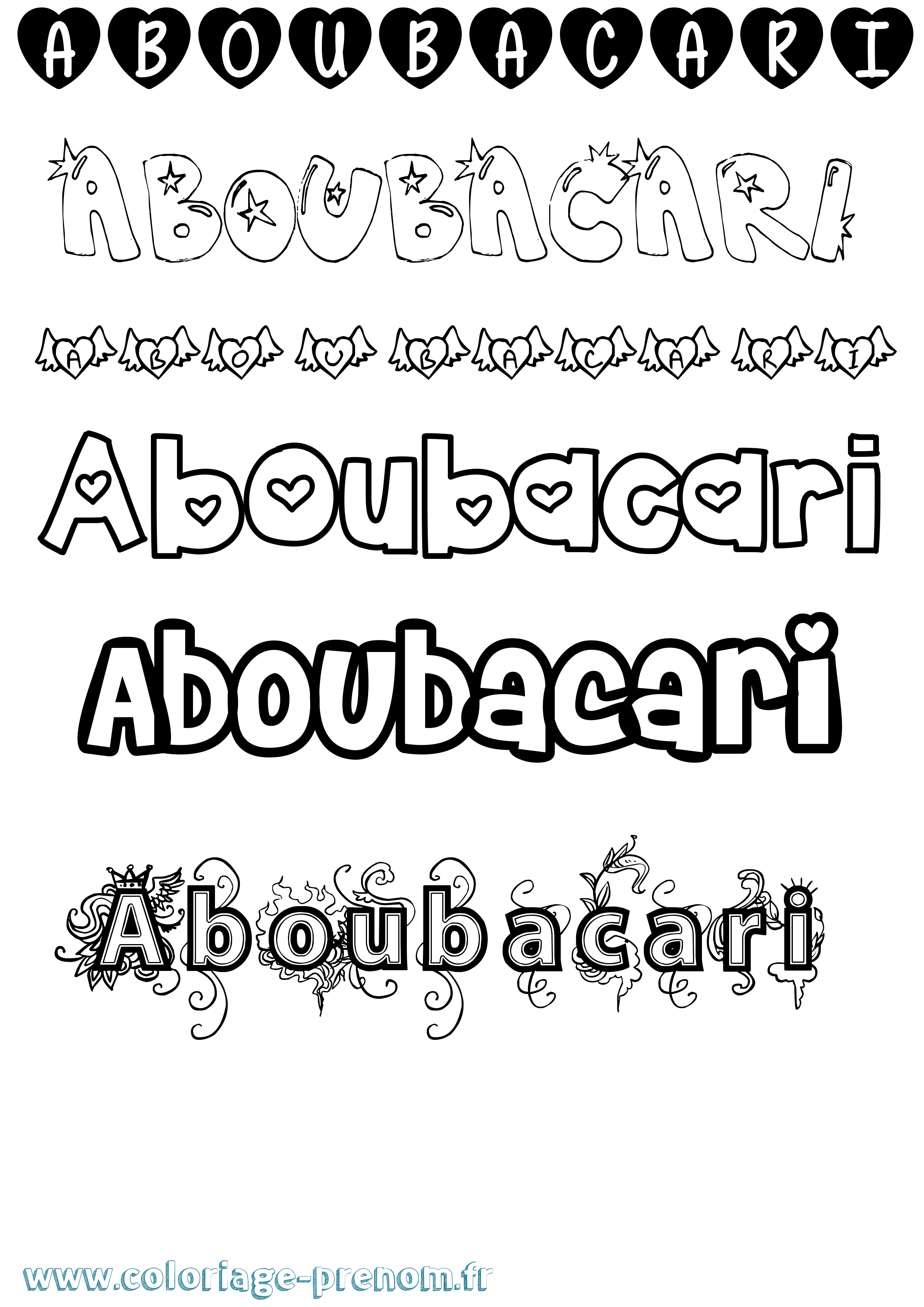 Coloriage Aboubacari Girly Coloriage prénom Aboubacari Girly