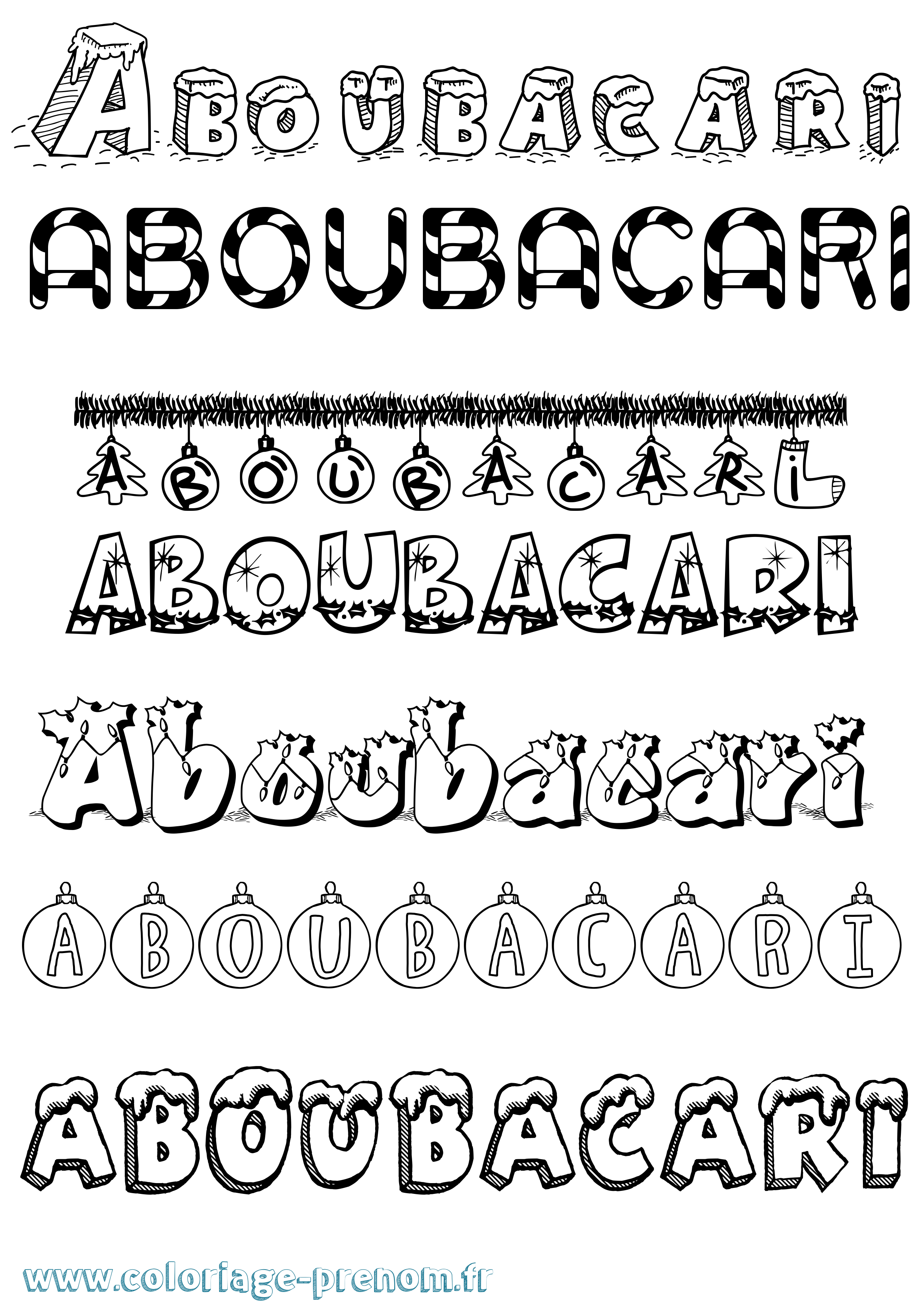 Coloriage Aboubacari Noël Coloriage prénom Aboubacari Noël