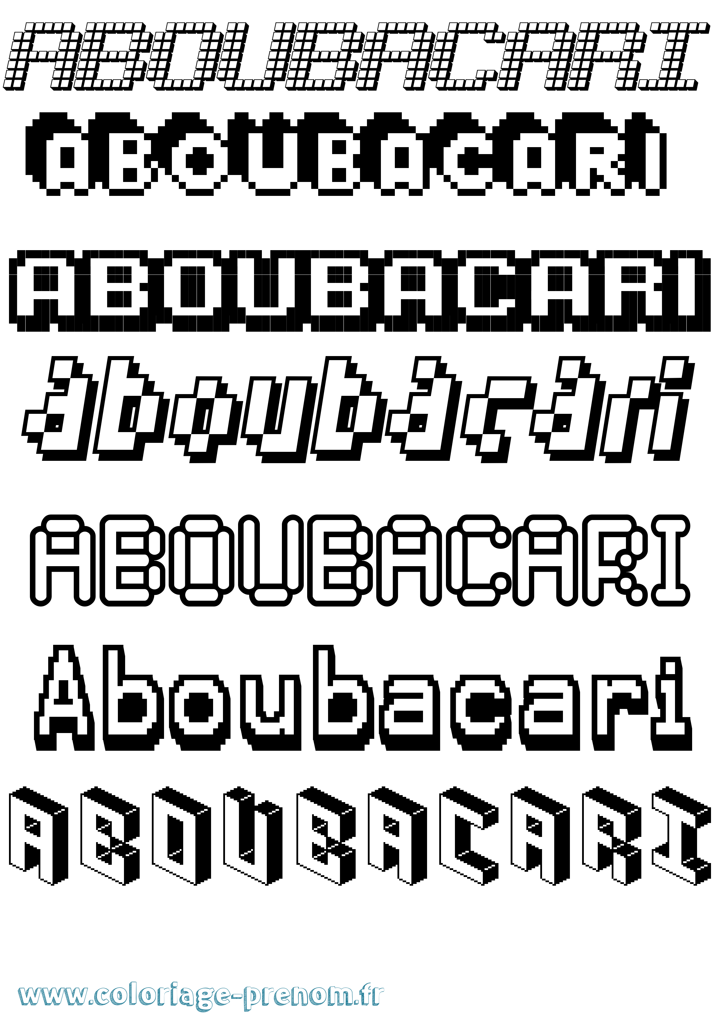 Coloriage Aboubacari Pixel Coloriage prénom Aboubacari Pixel