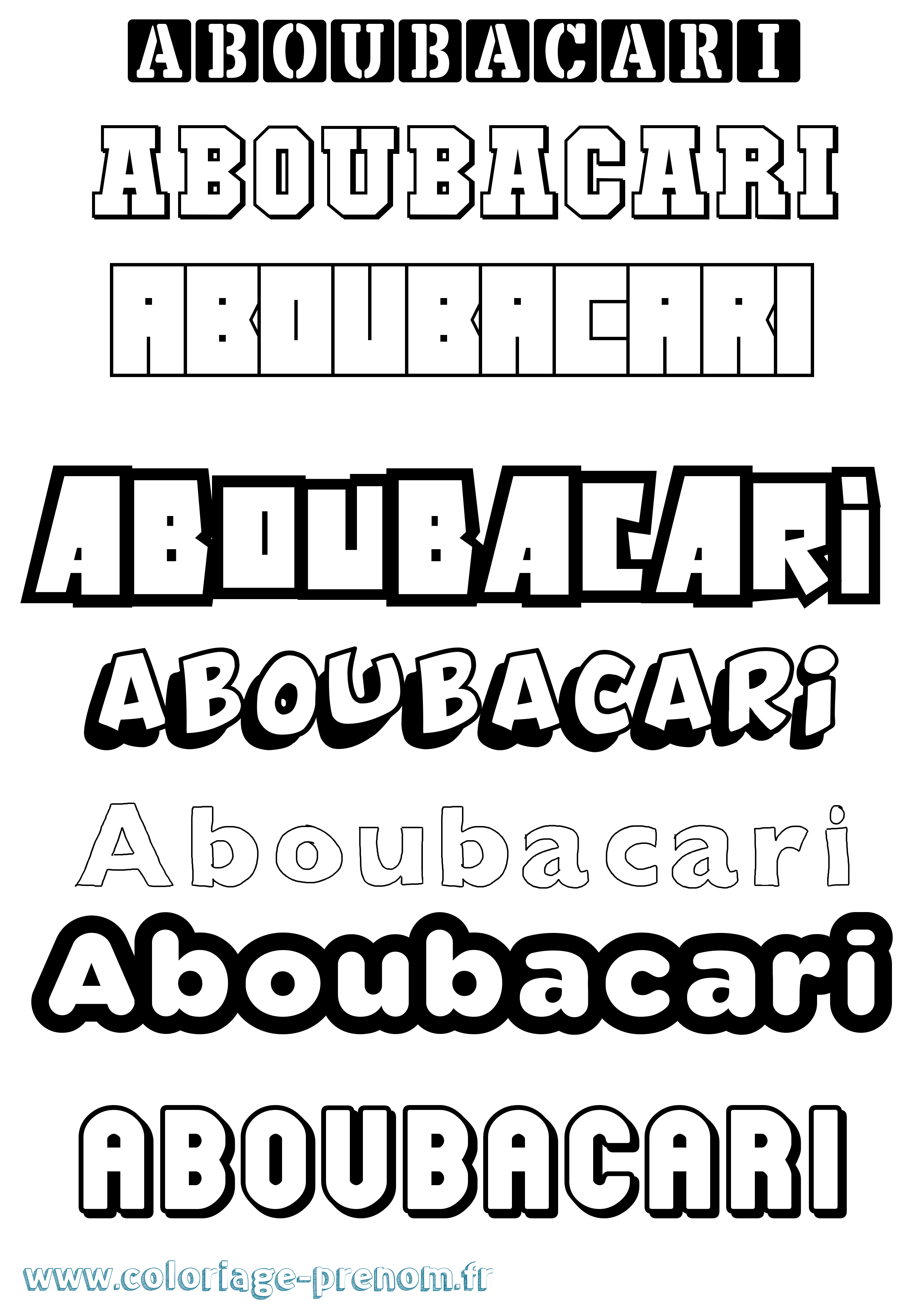 Coloriage Aboubacari Simple Coloriage prénom Aboubacari Simple