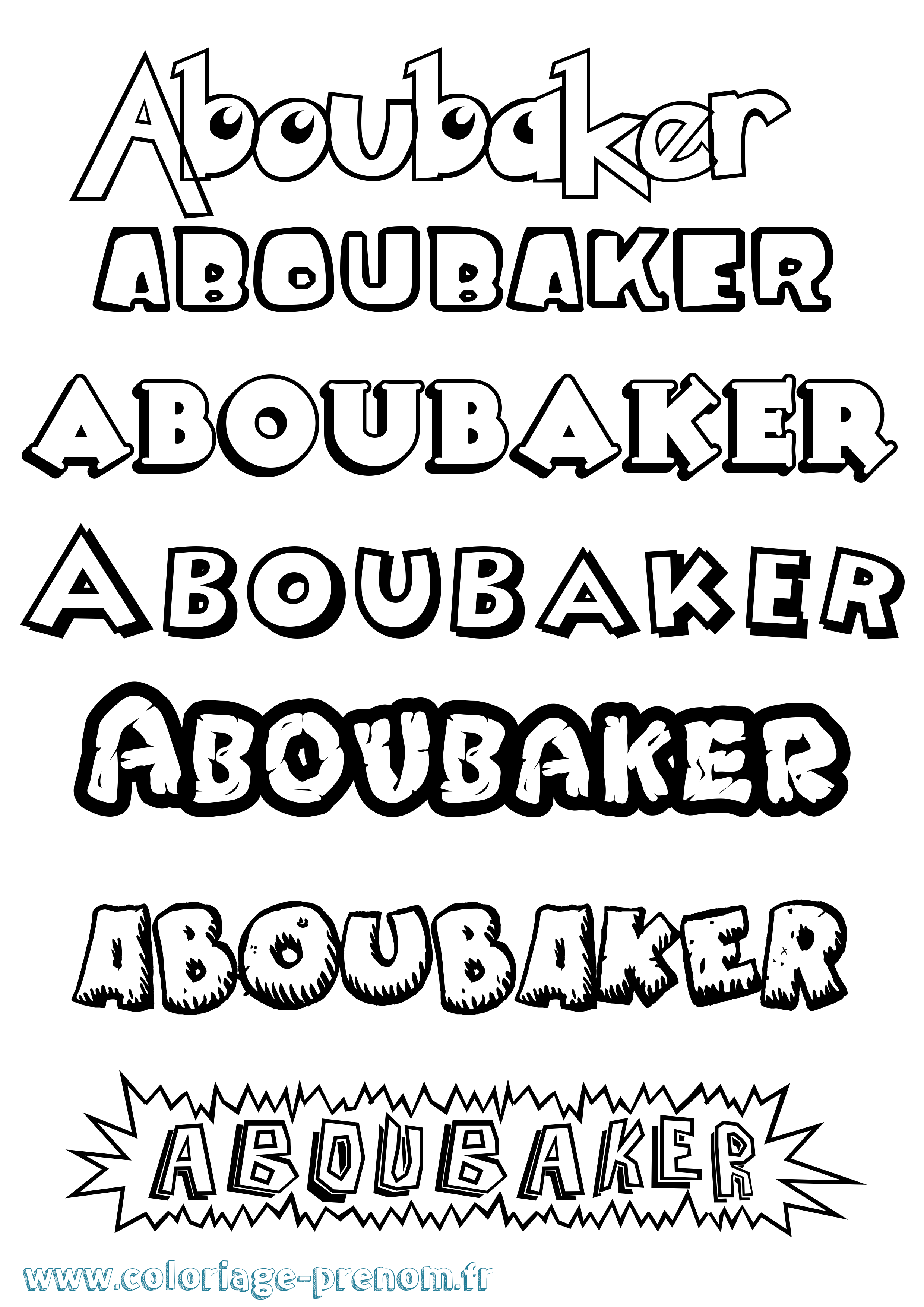 Coloriage Aboubaker Dessin Animé Coloriage prénom Aboubaker Dessin Animé