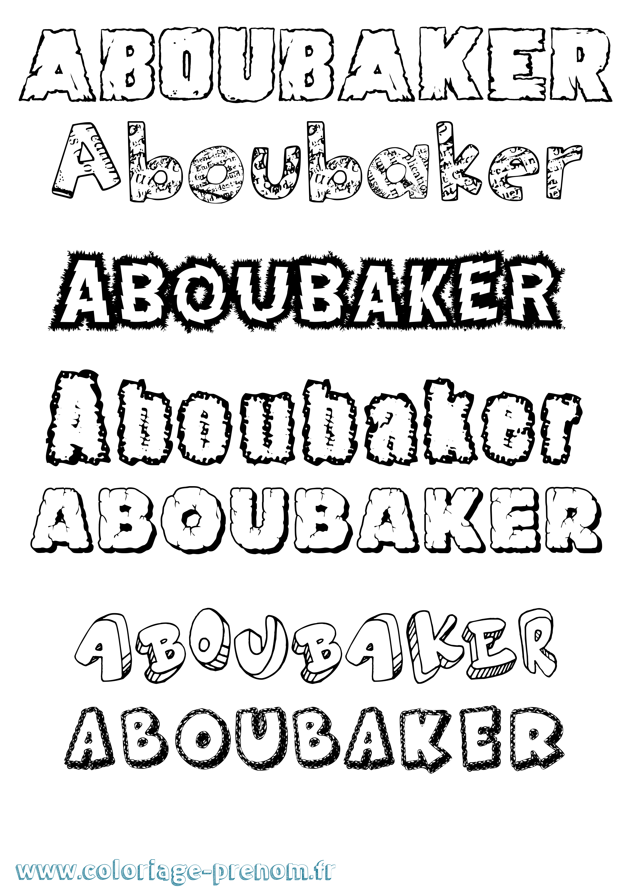 Coloriage Aboubaker Destructuré Coloriage prénom Aboubaker Destructuré