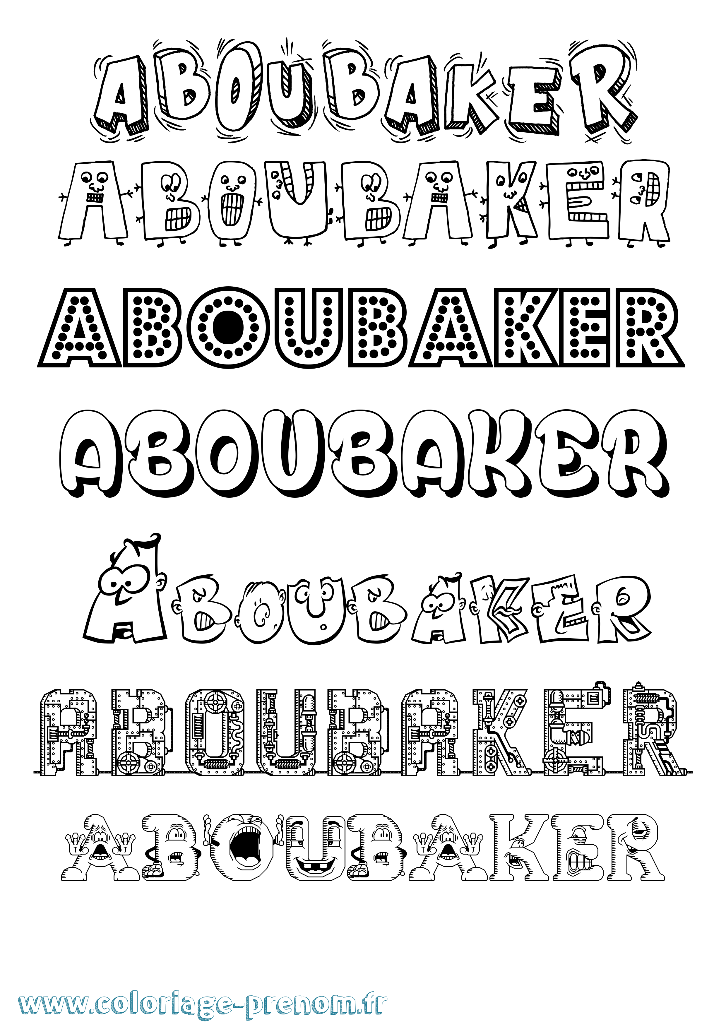 Coloriage Aboubaker Fun Coloriage prénom Aboubaker Fun
