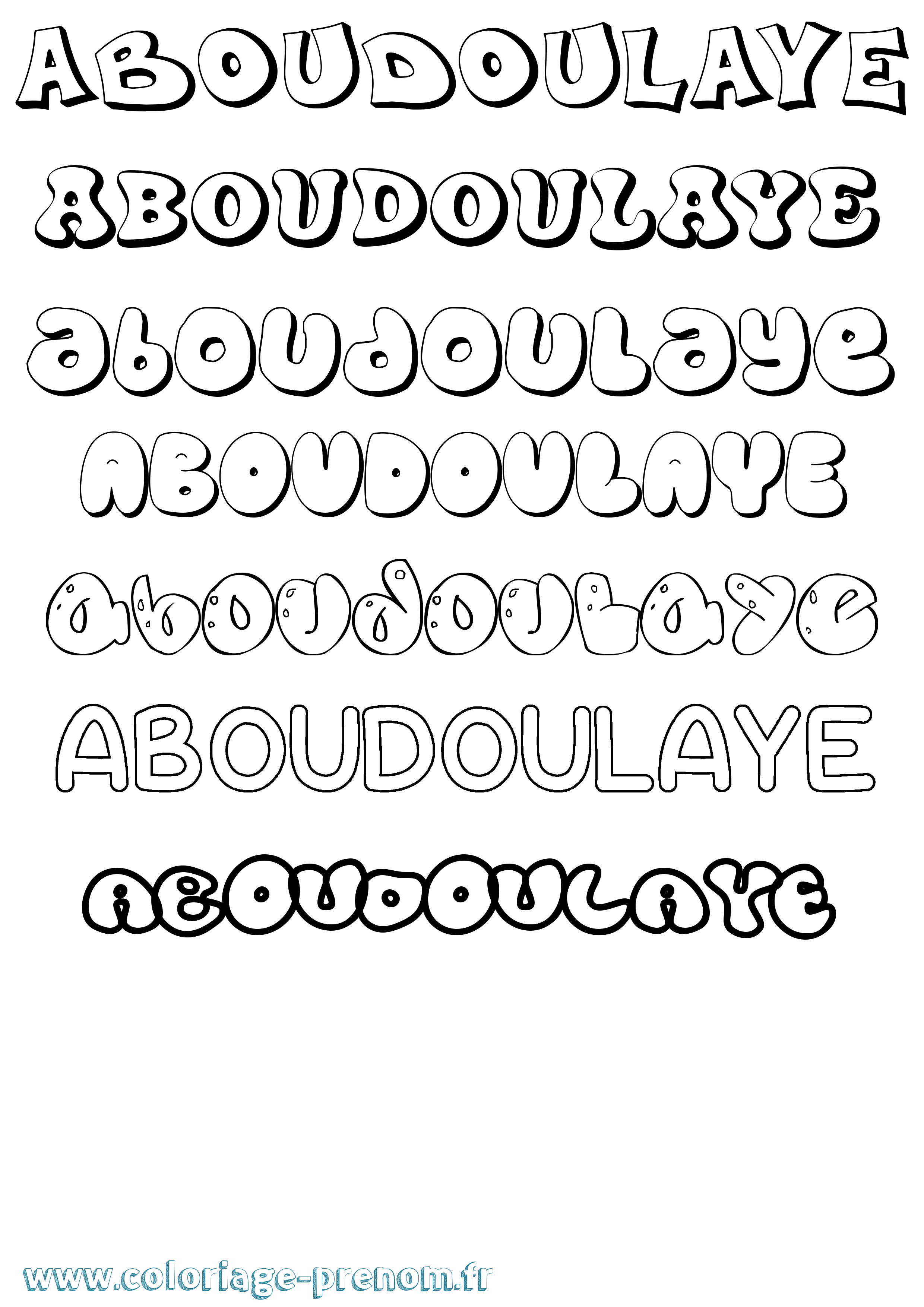 Coloriage Aboudoulaye Bubble Coloriage prénom Aboudoulaye Bubble