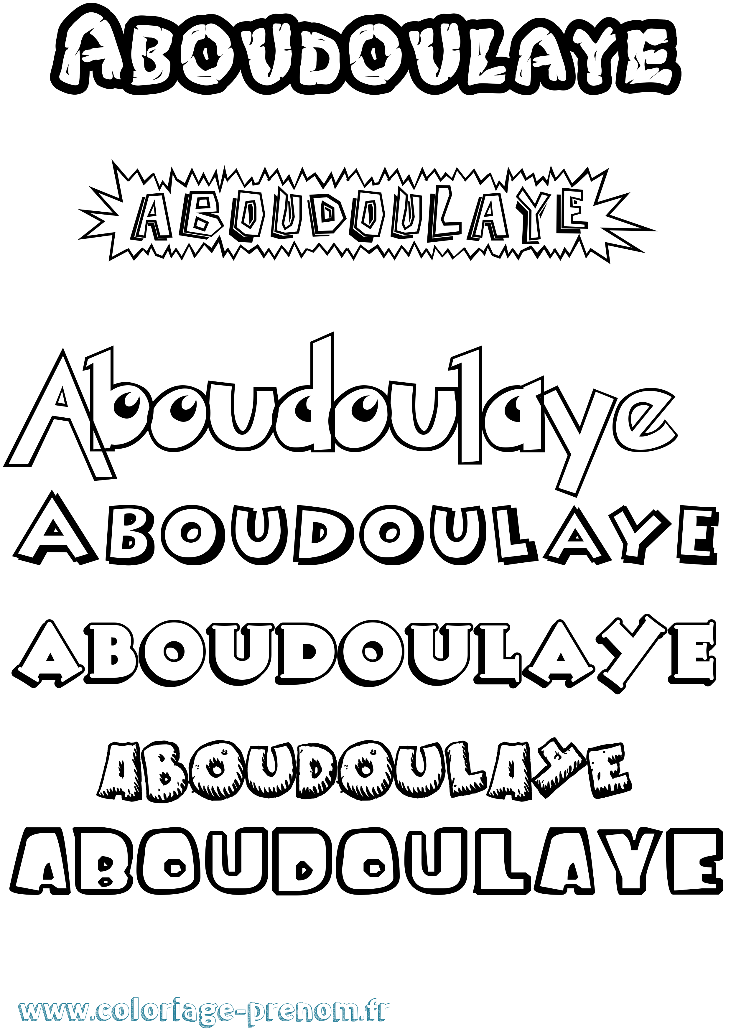 Coloriage Aboudoulaye Dessin Animé Coloriage prénom Aboudoulaye Dessin Animé