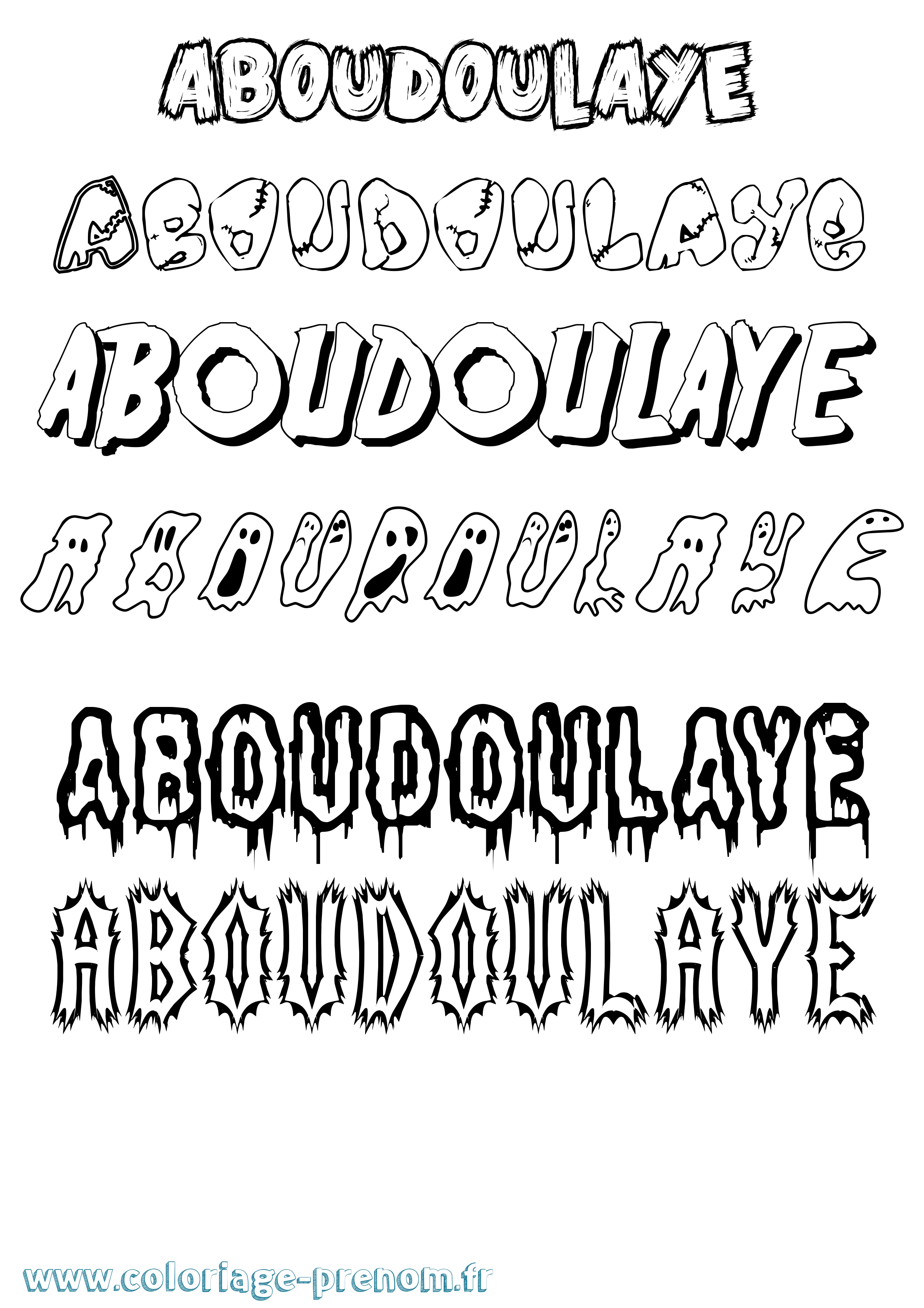 Coloriage Aboudoulaye Frisson Coloriage prénom Aboudoulaye Frisson