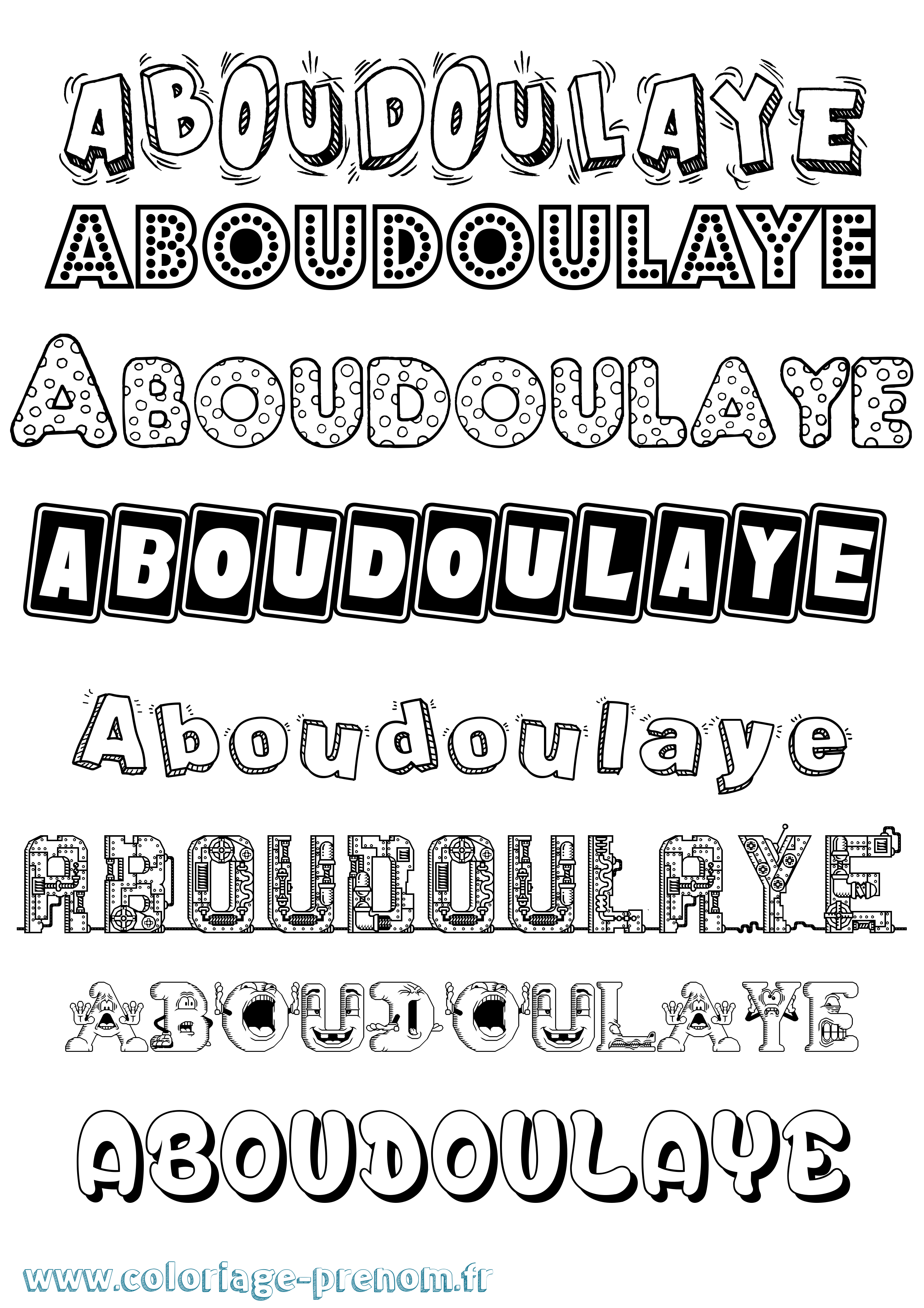 Coloriage Aboudoulaye Fun Coloriage prénom Aboudoulaye Fun